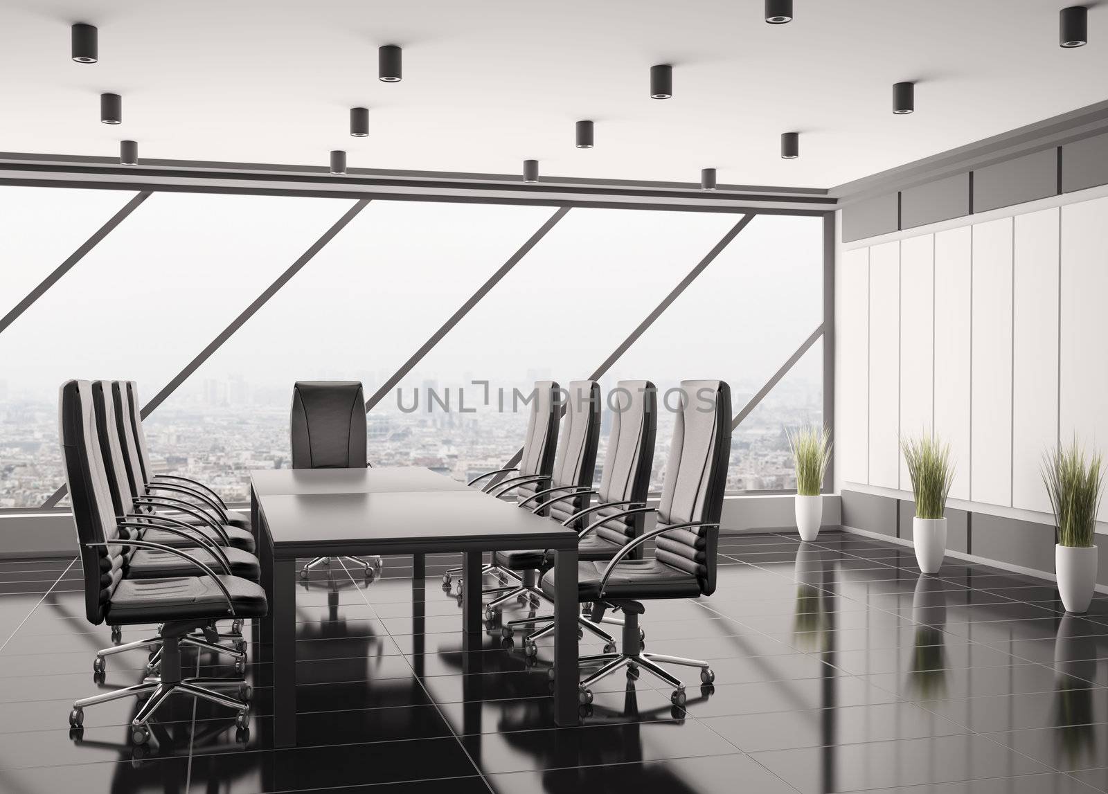 Modern boardroom interior 3d render