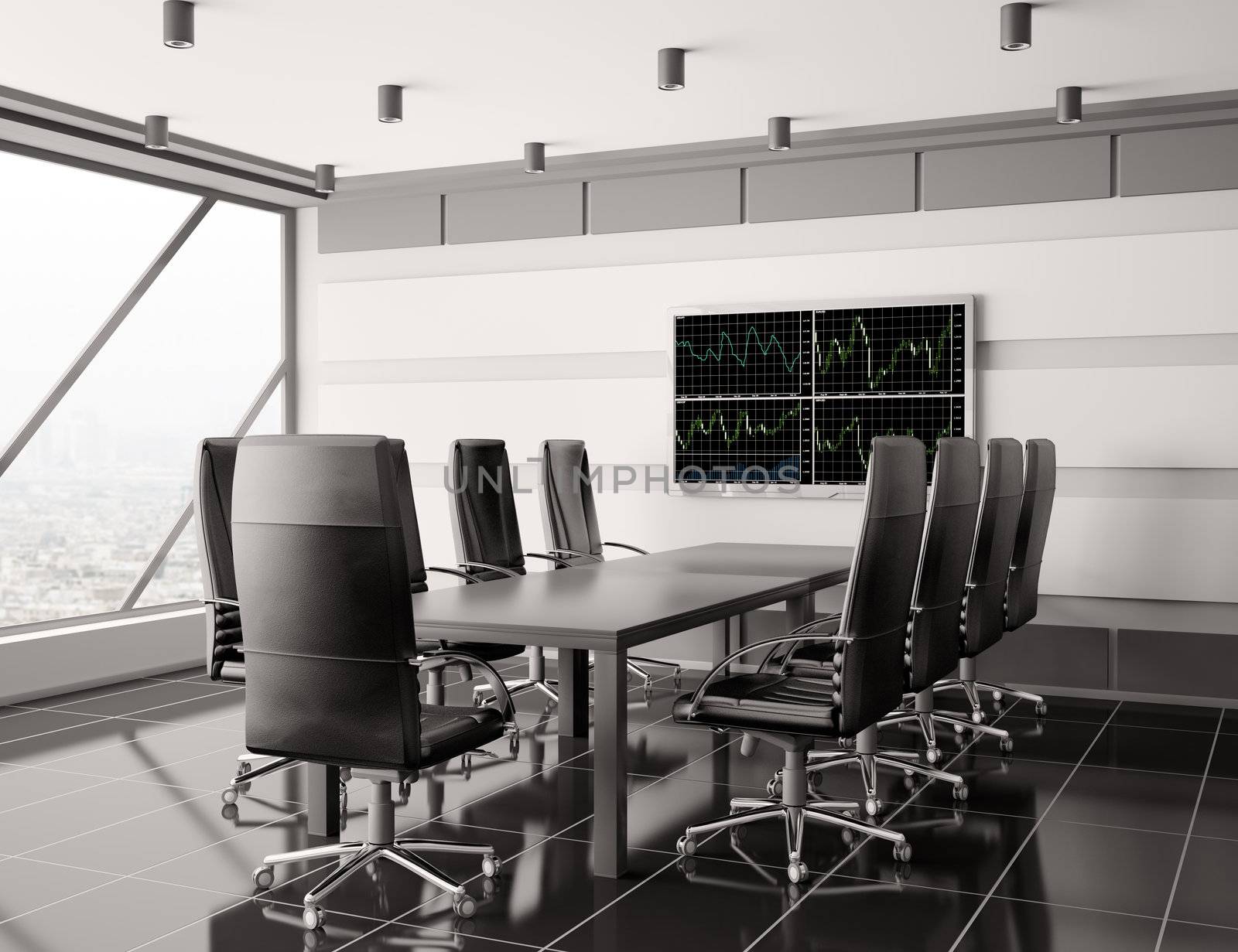 Modern boardroom with lcd interior 3d by scovad
