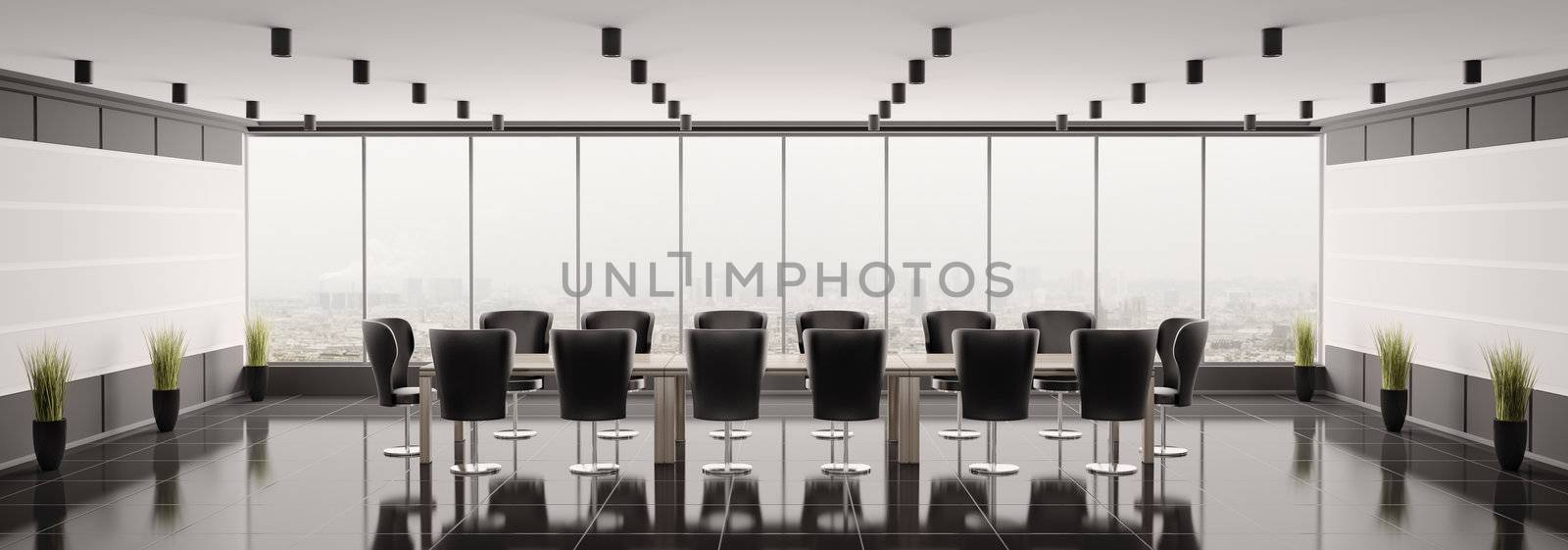 Modern boardroom panorama 3d render by scovad