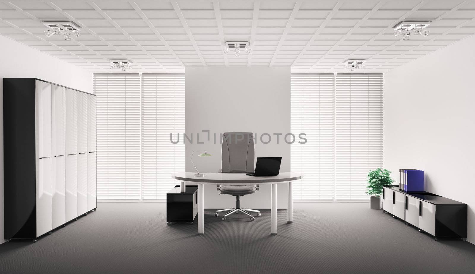 Modern office interior 3d render