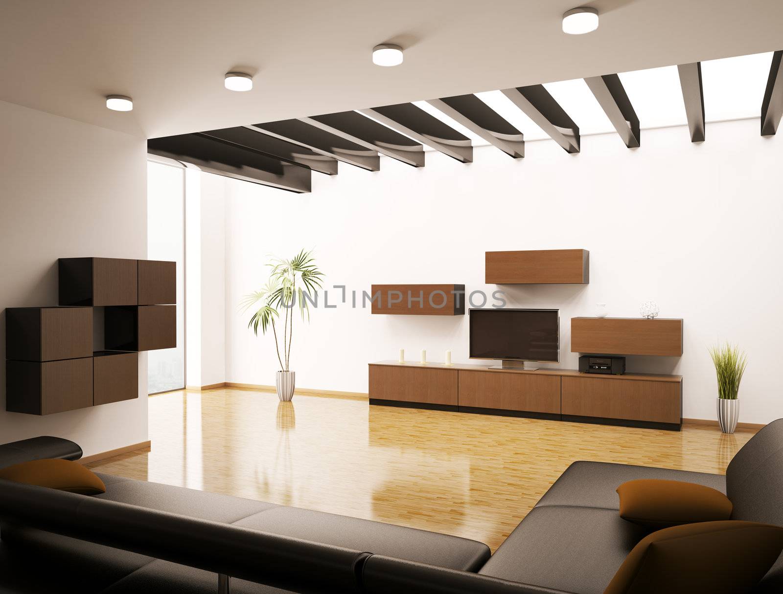 Modern living room interior 3d render by scovad