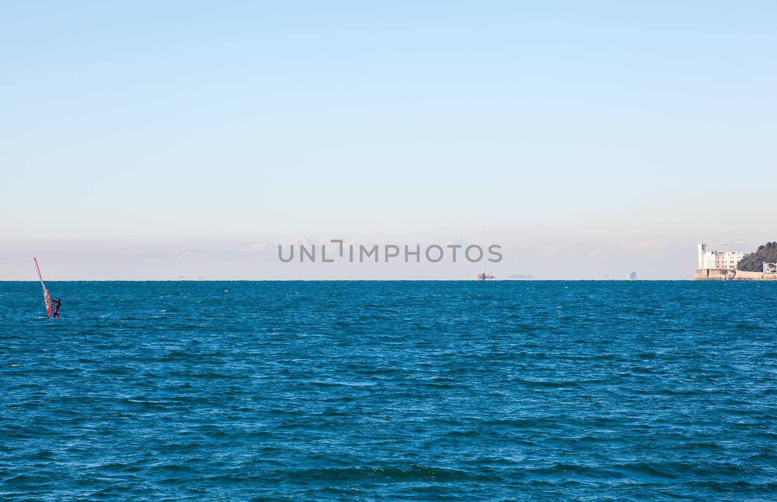 View of a Windsurfer in the Trieste sea