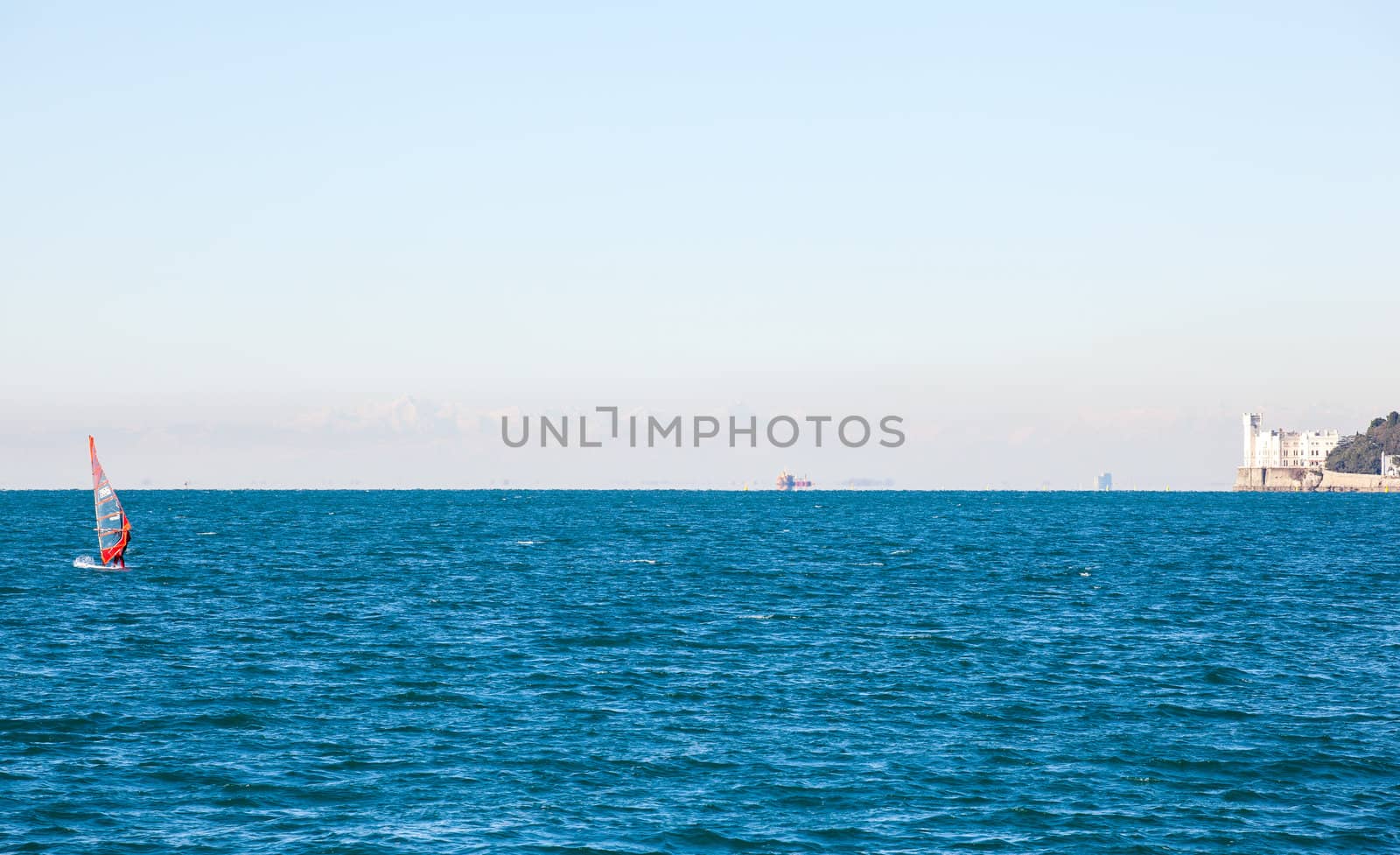 View of a Windsurfer in the Trieste sea