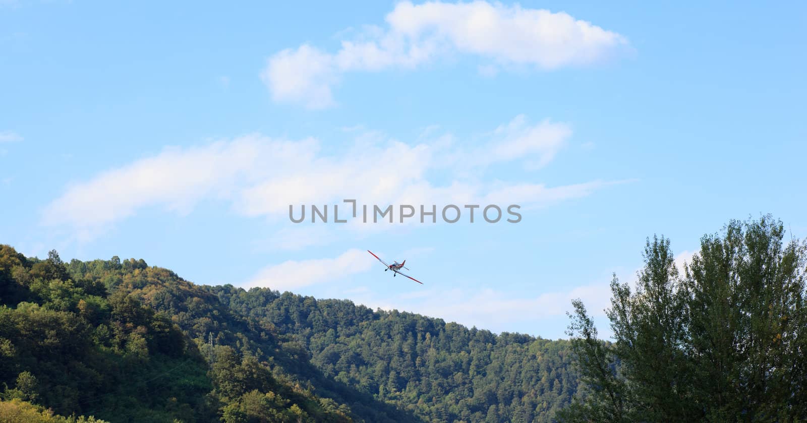 View of aerobatics in the blue sky