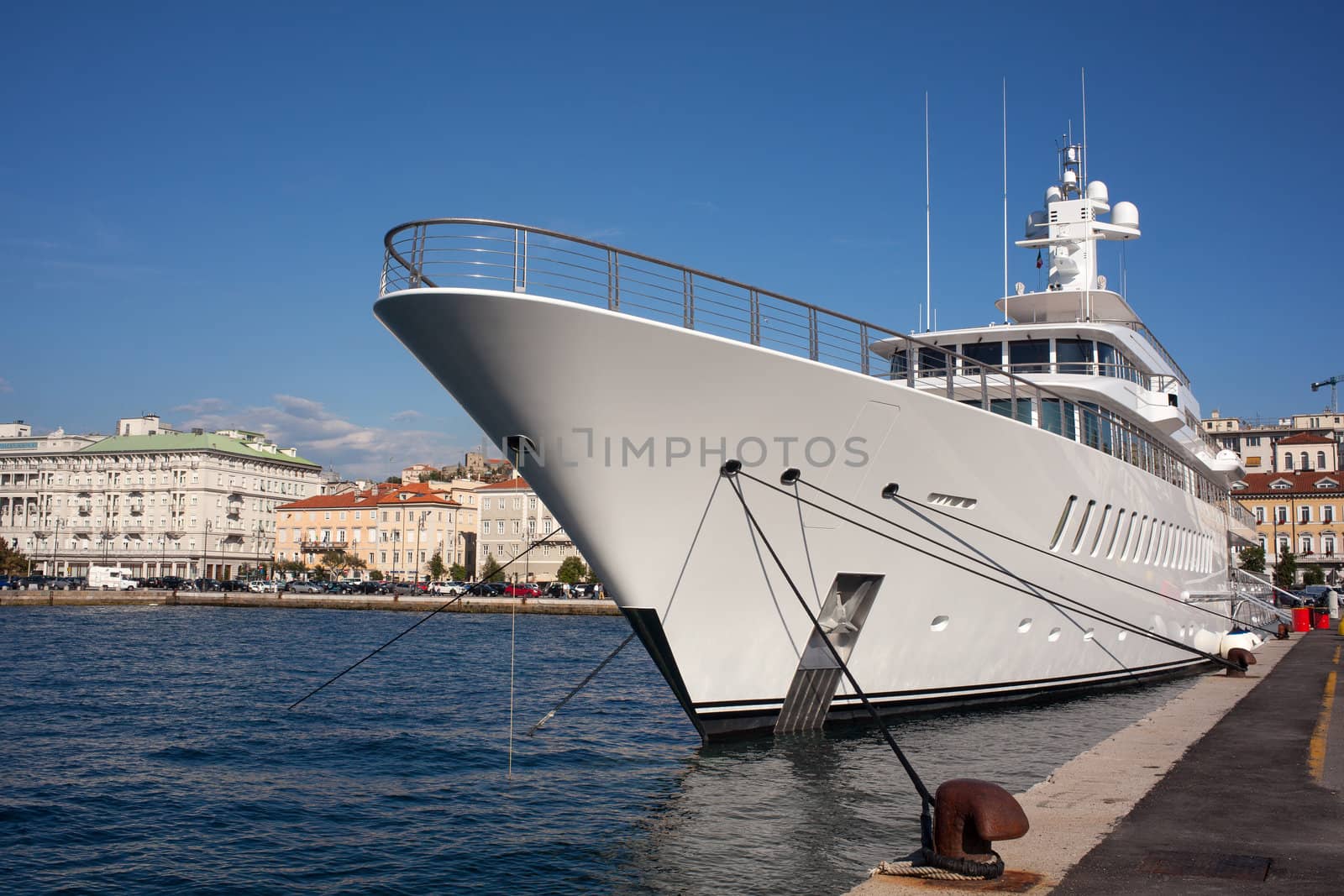 View of a Yacht in Trieste pier - Italy