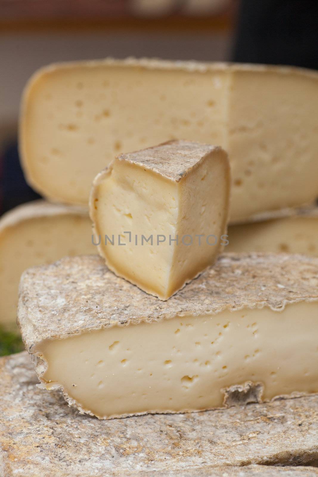 Close up of fresh Italian cheese, street market