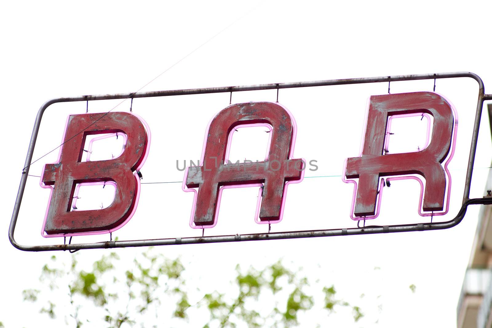 Pink public display of an italian bar