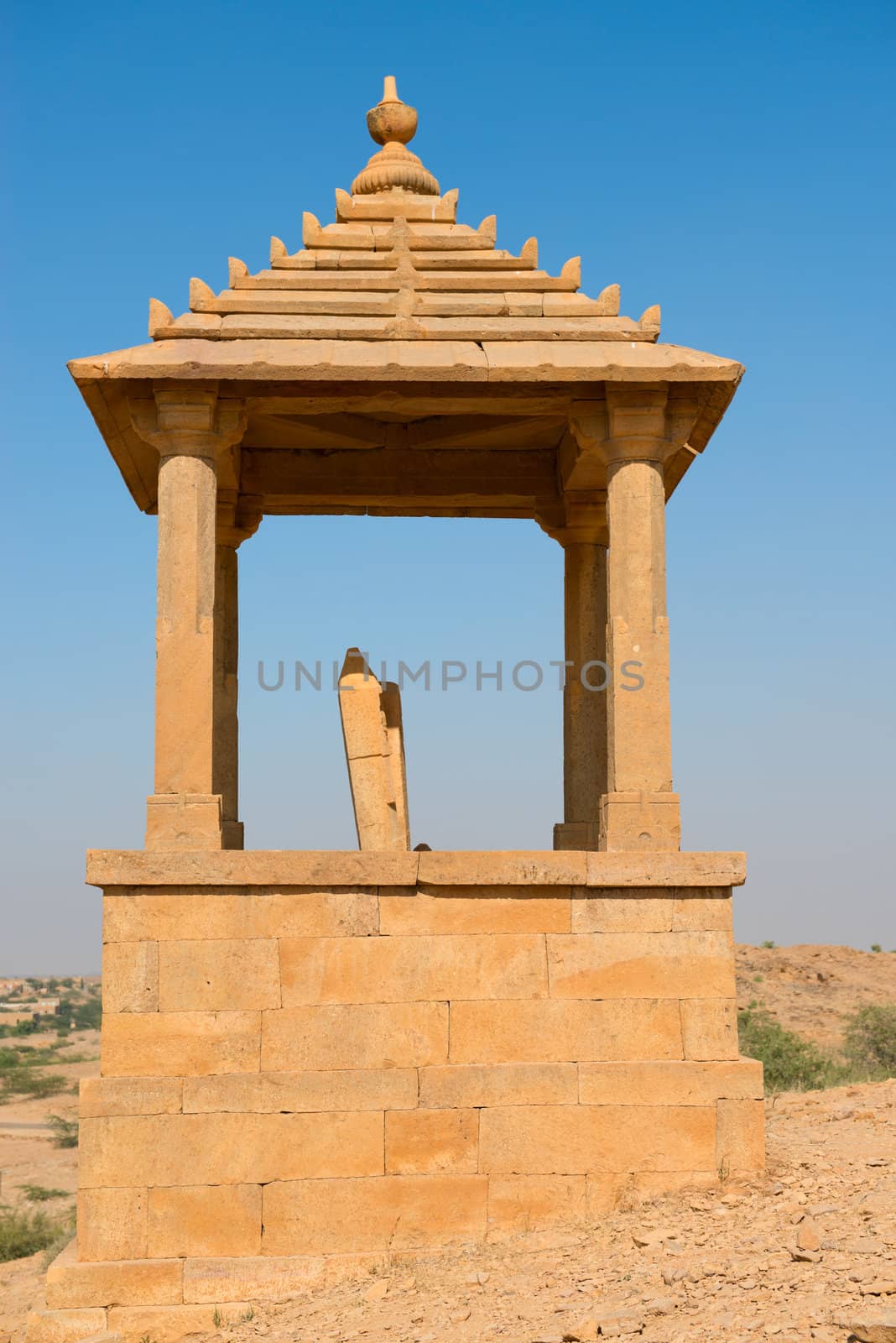 Royal cenotaphs of ancient Maharajas rulers in Bada Bagh, also called Barabagh (literally Big Garden), Jaisalmer, India