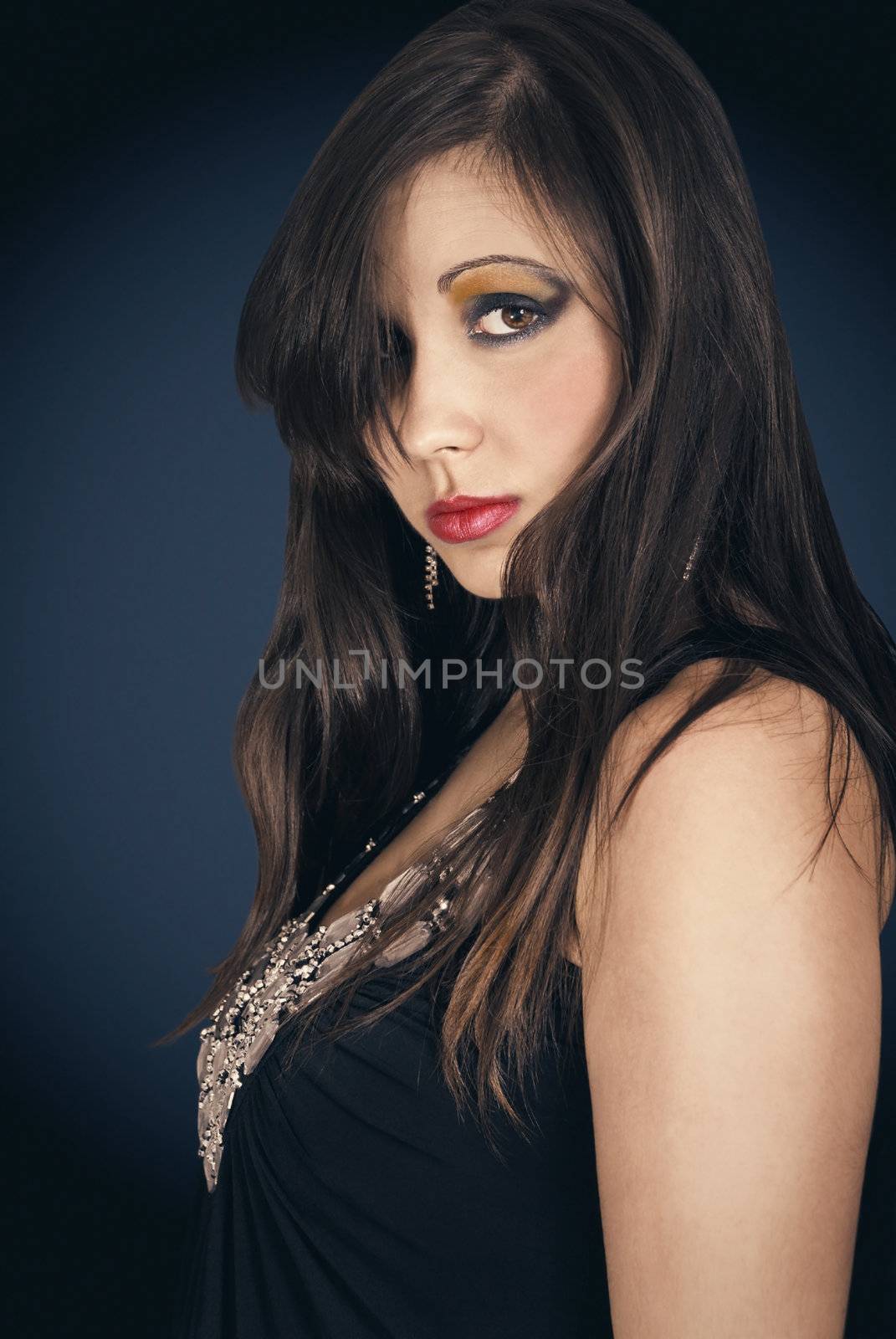 Closeup beautiful woman portait. Beauty fashion model