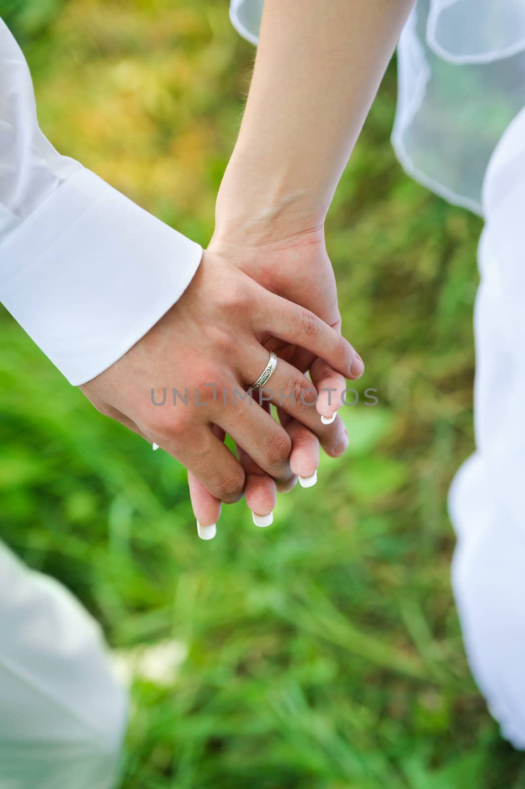 bride and groom to hold hands. Family harmony