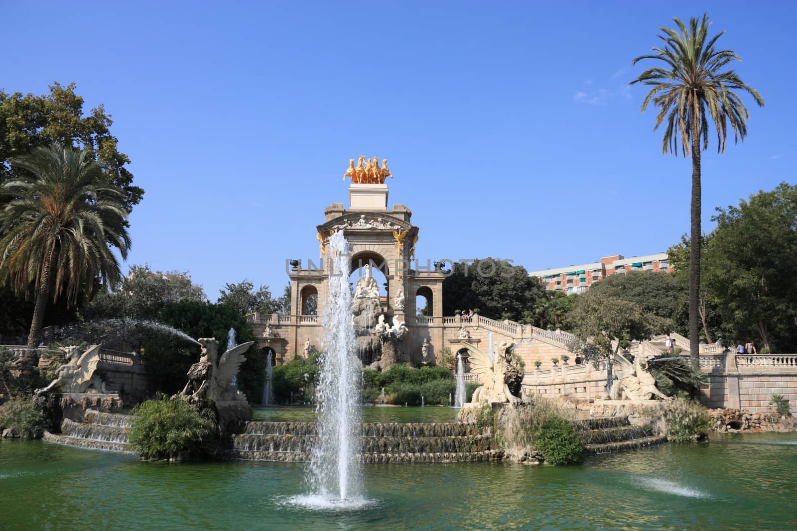Barcelona - fountains in famous Parc de la Ciutadella. Cascada structure.