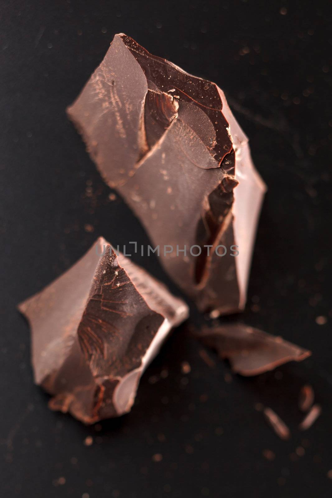 chocolate on black background