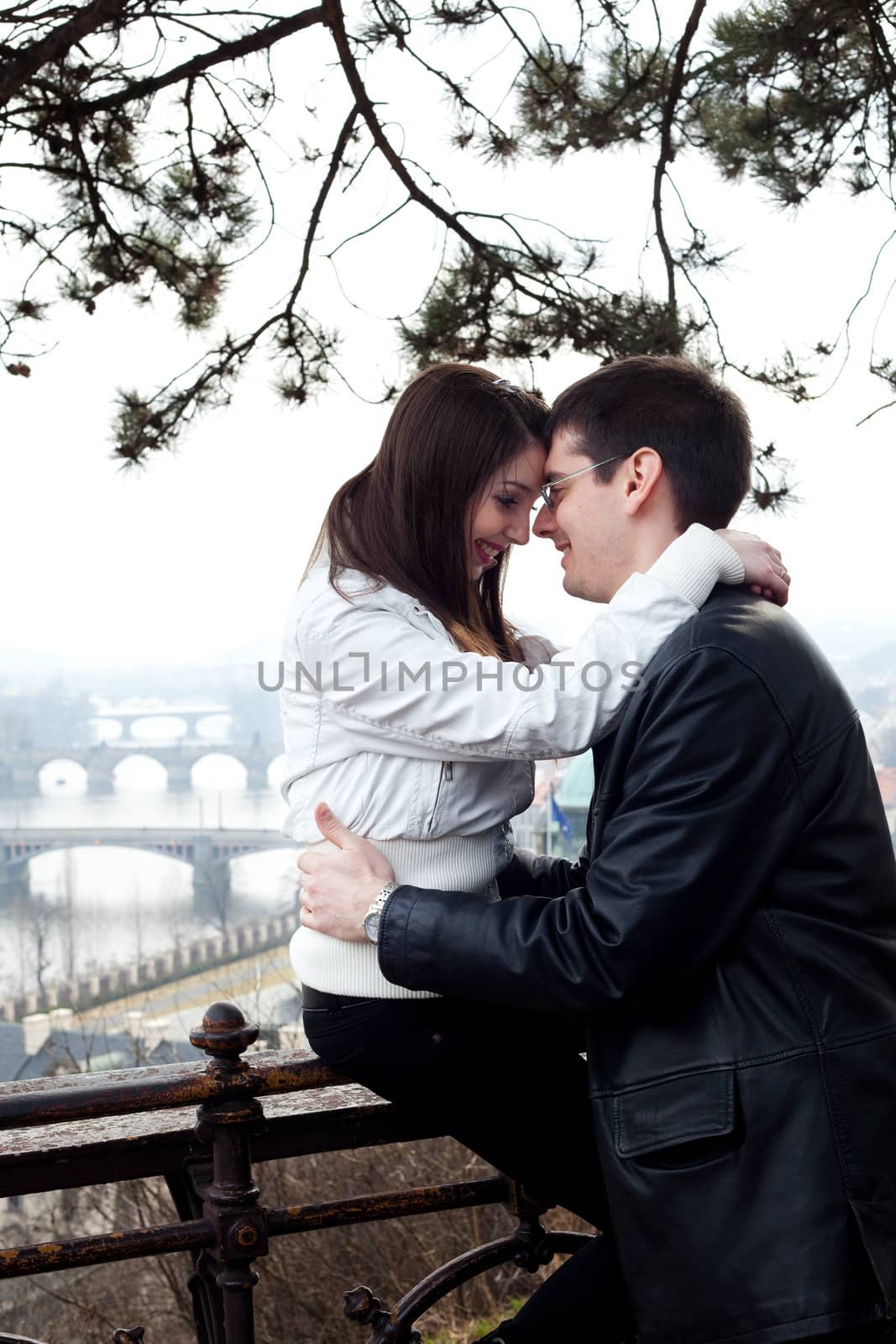 beautiful young love couple in city Prague by jannyjus