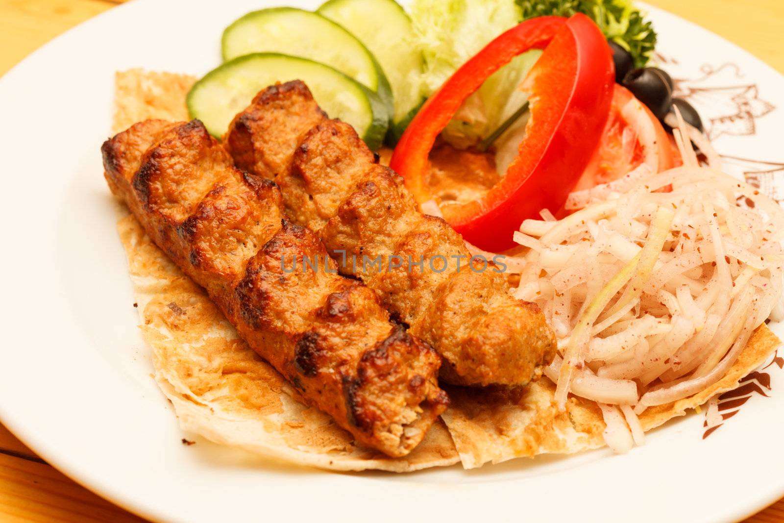kebab with vegetables