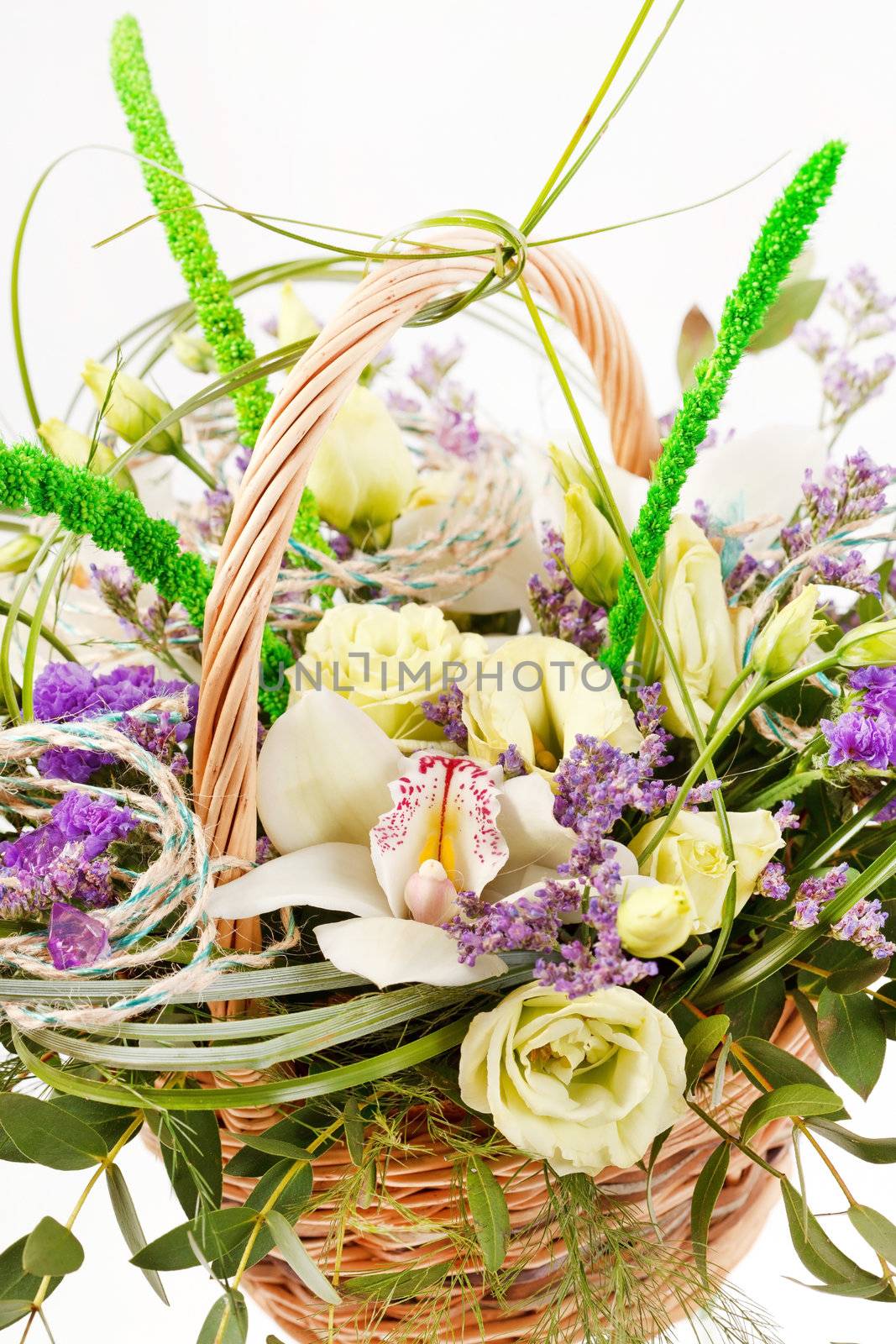 Beautiful flowers in a basket 