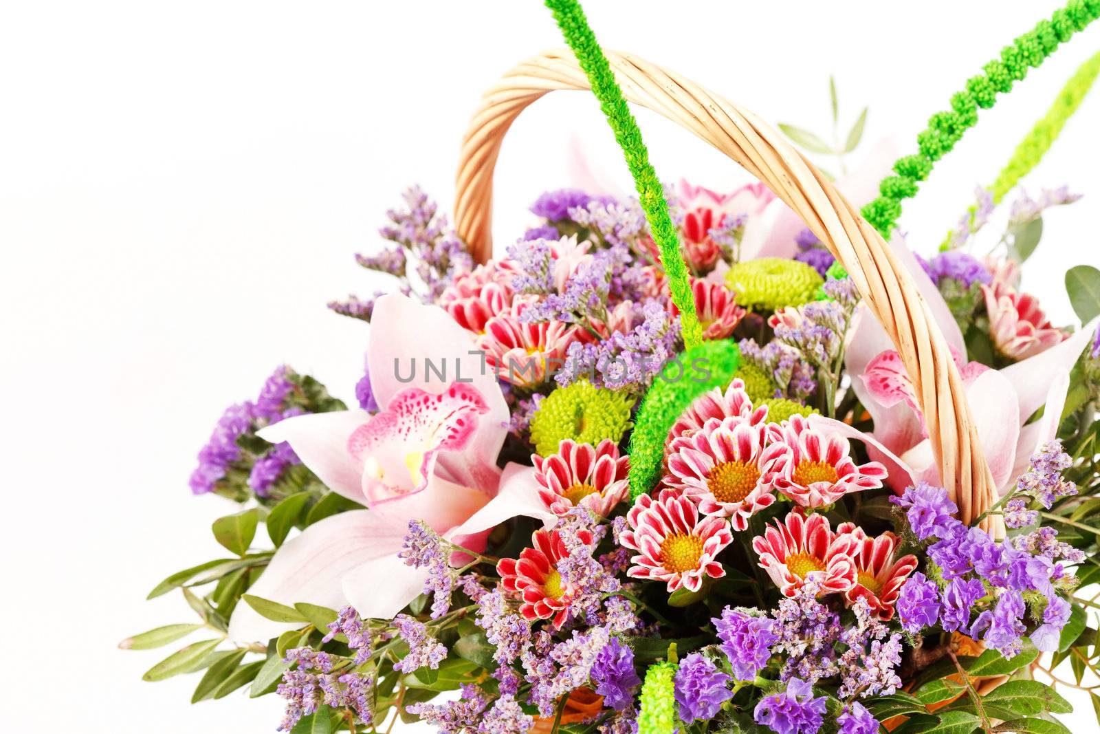 beautiful flowers in the basket by shebeko