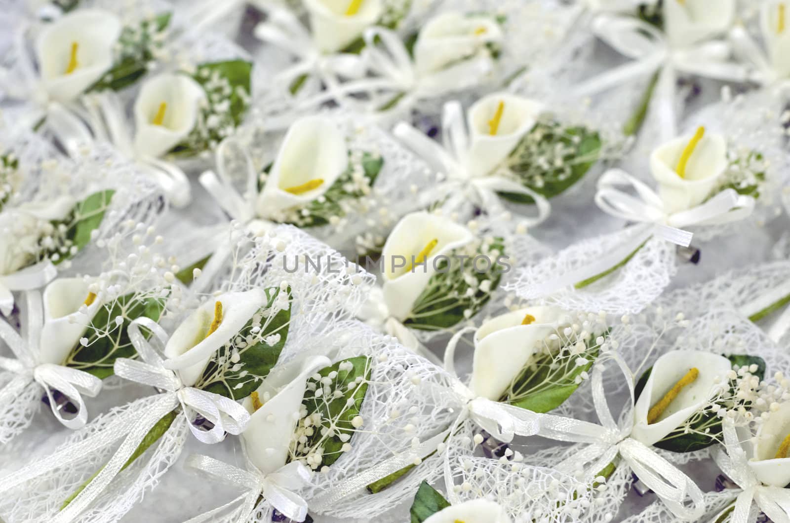 Group of Calla Lily boutonnieres used on a wedding.