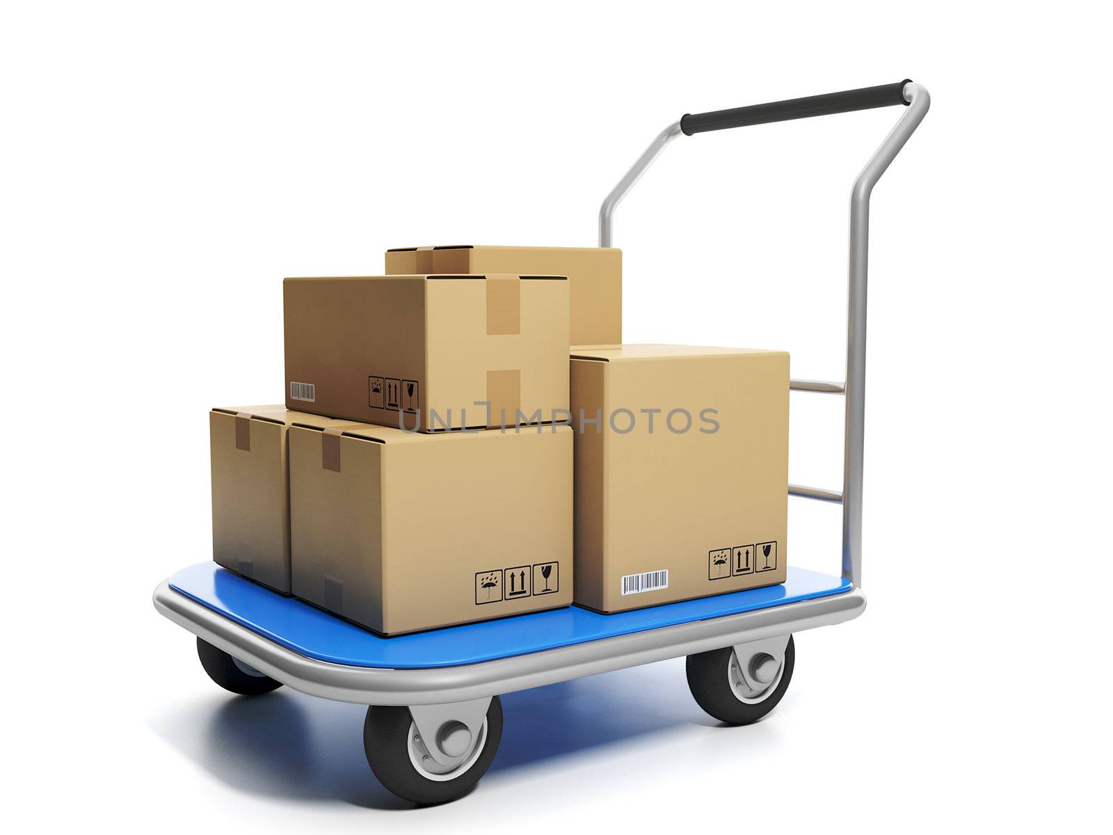 Large cargo with cardboard box. Delivery of goods, services by kolobsek