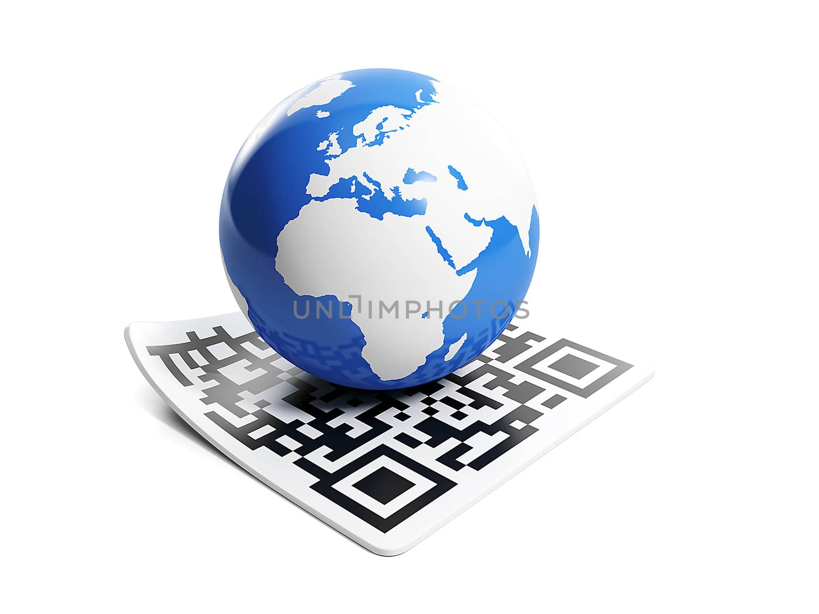 3d illustration of internet technology. Barcode and earth by kolobsek