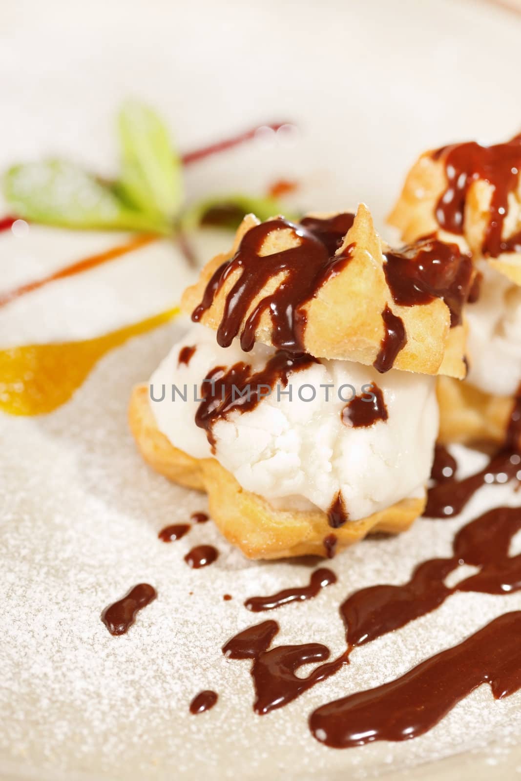 profiteroles with ice cream  by shebeko