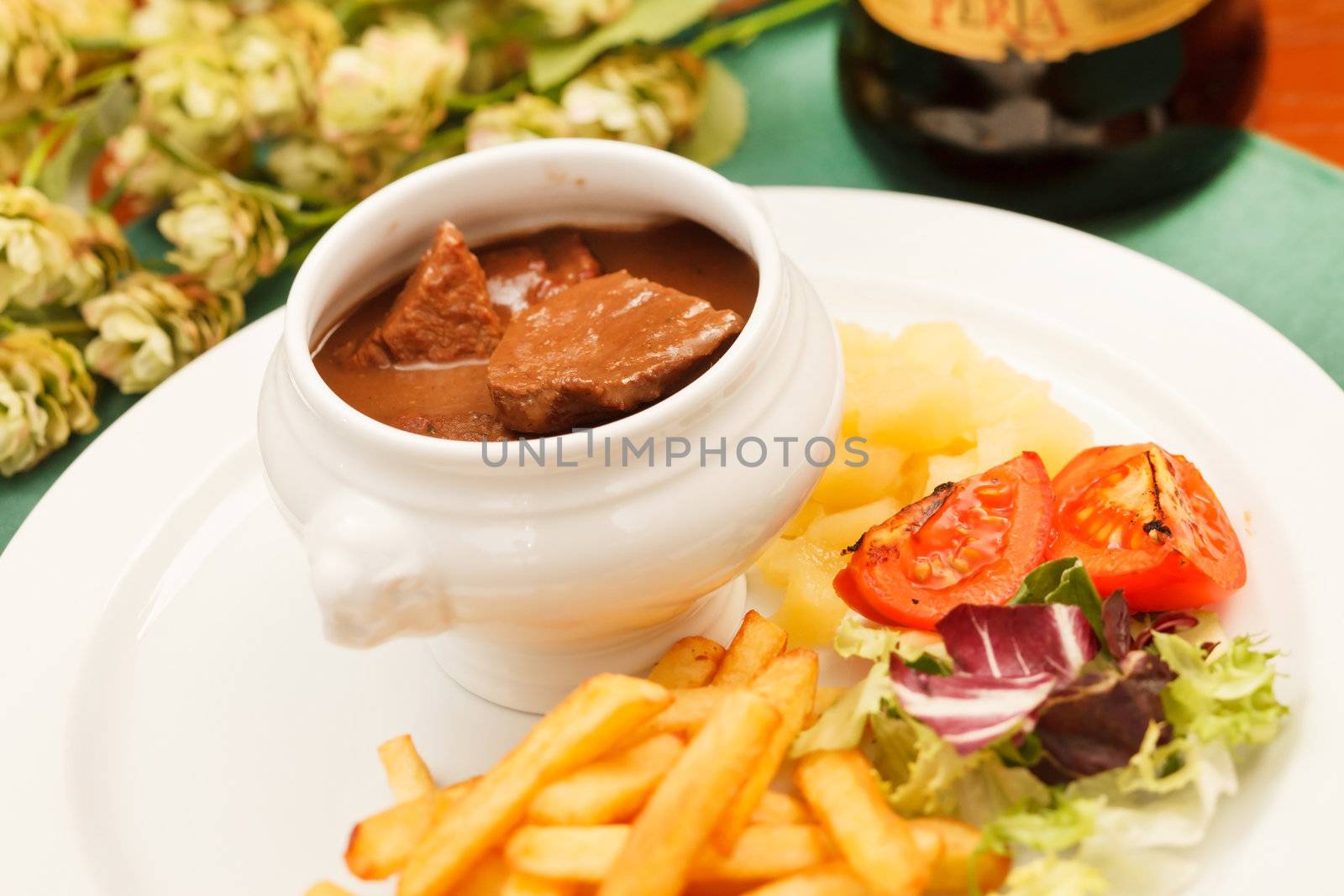 meat with french fries  by shebeko