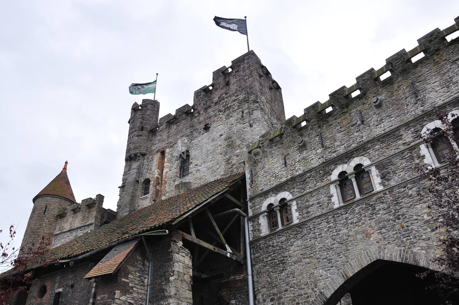 Old fortress in the ancient city of Ghent, Belgium