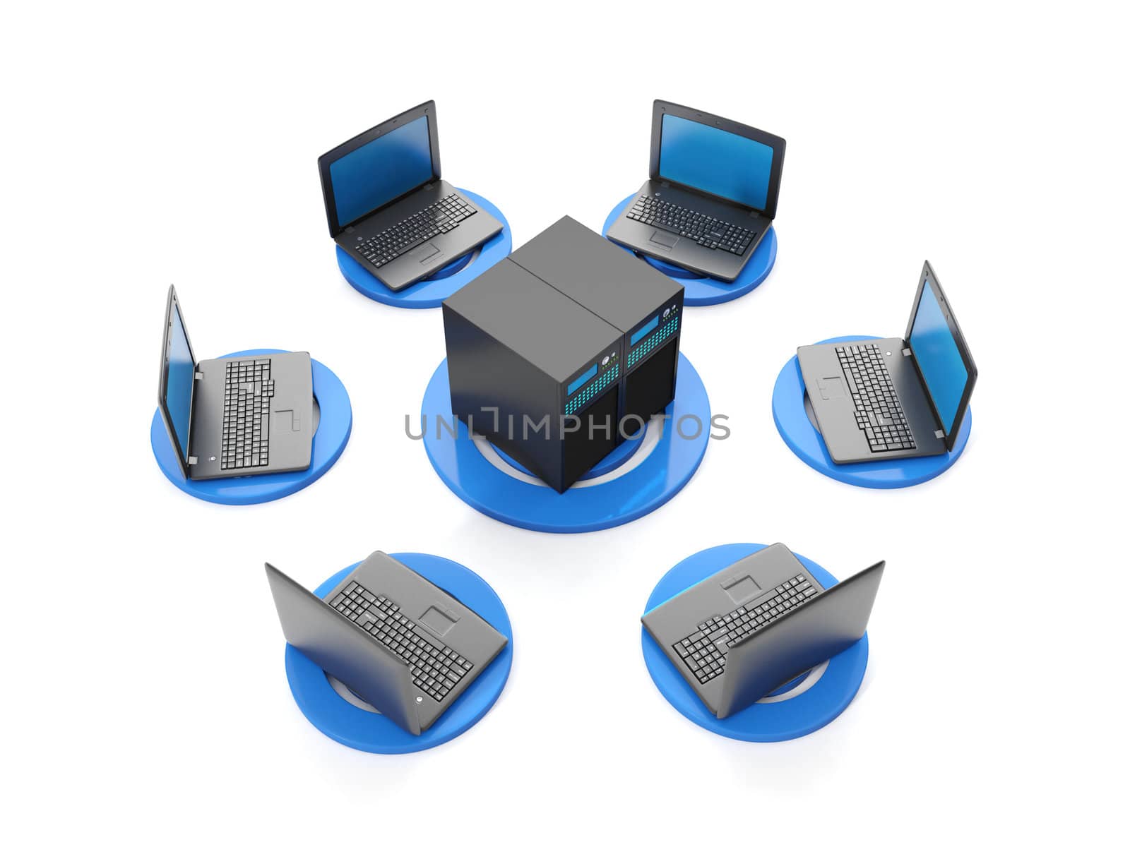 3d illustration internet technology. The group of servers and la by kolobsek