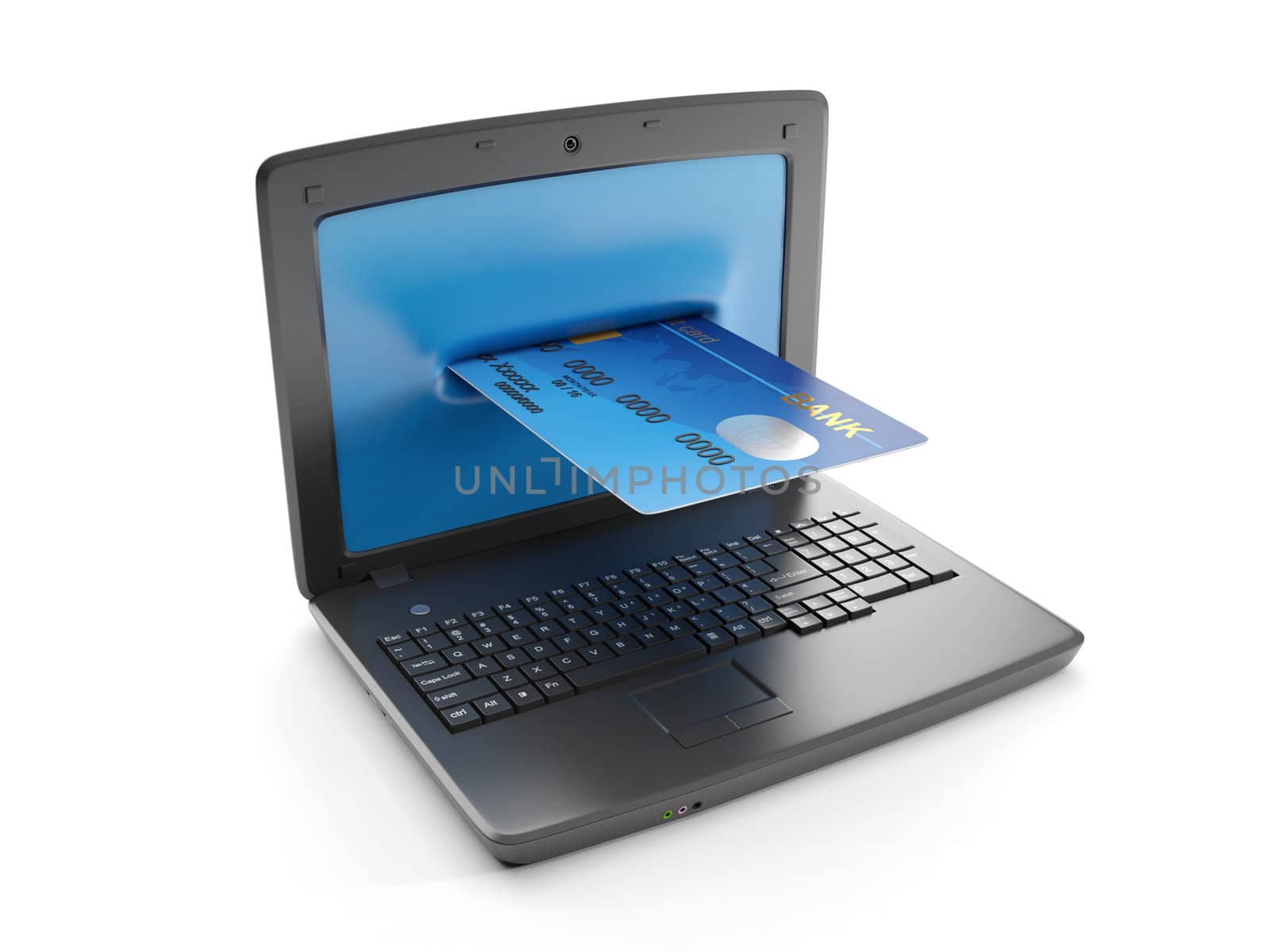 3d illustration: A laptop and a credit card, electronic money by kolobsek