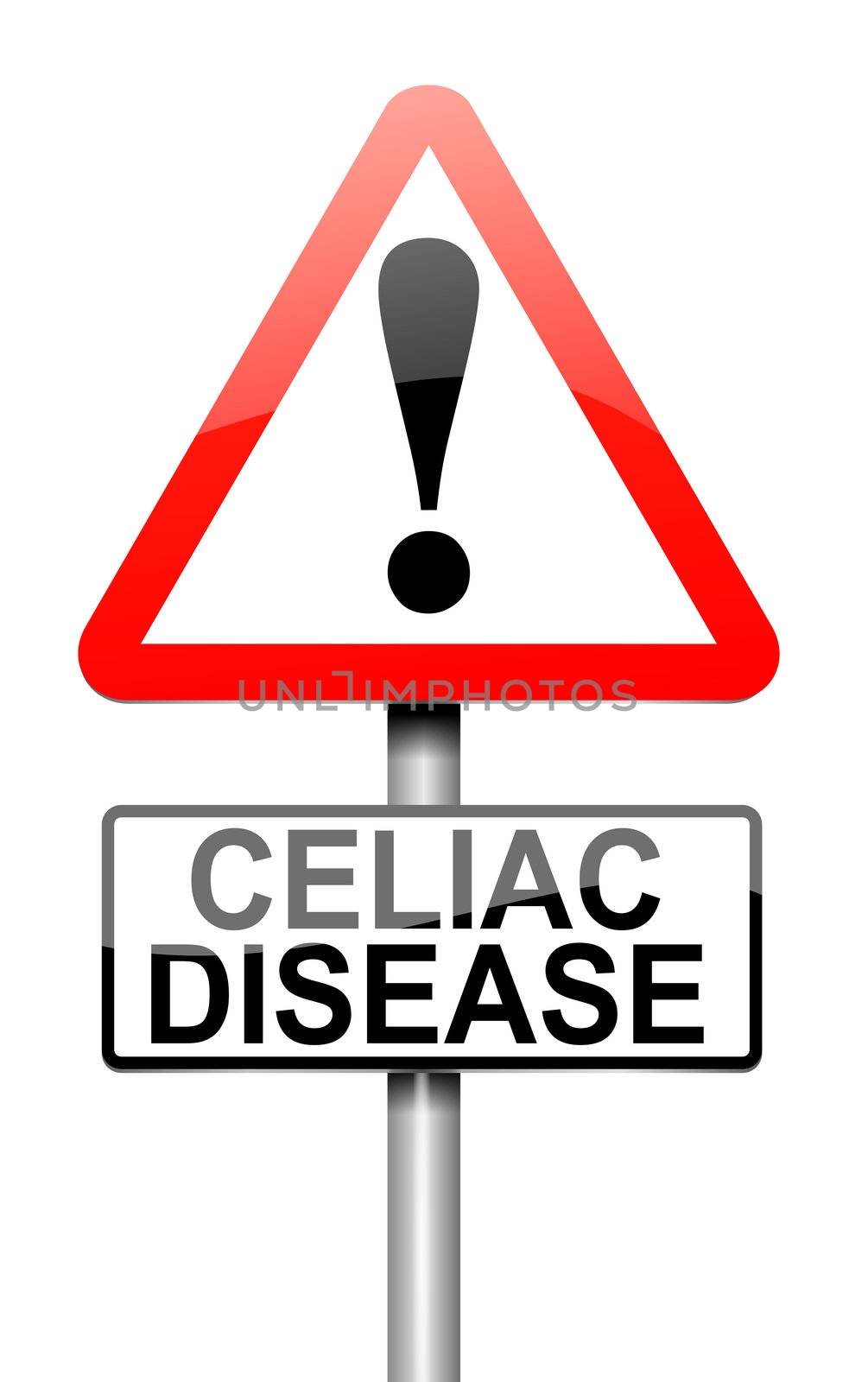Illustration depicting a sign with a Celiac Disease concept.