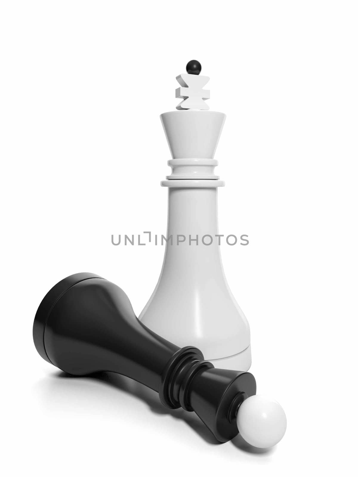 The idea with chess. Group of black and white chess figure. One  by kolobsek