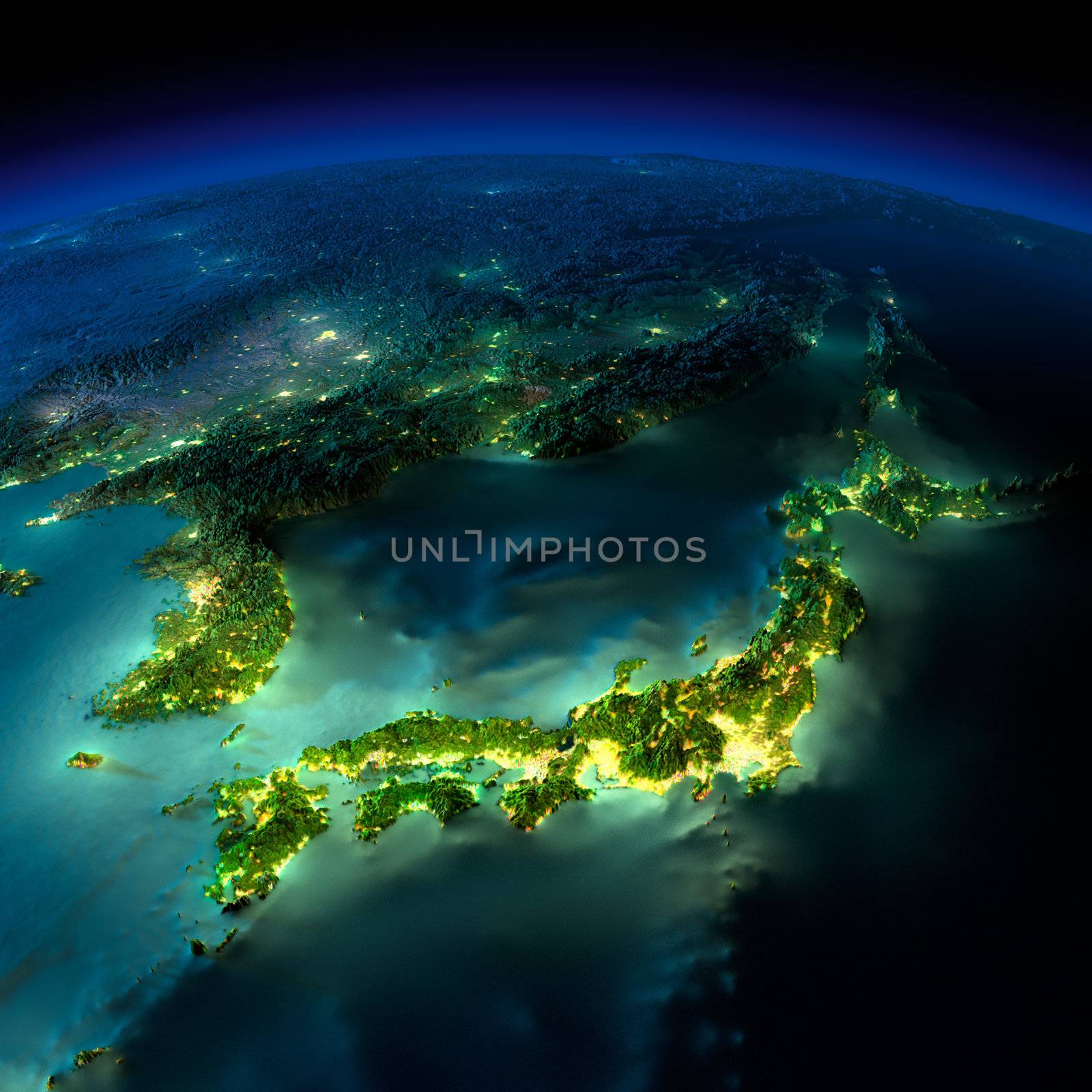 Night Earth. A piece of Asia - Japan, Korea, China by Antartis