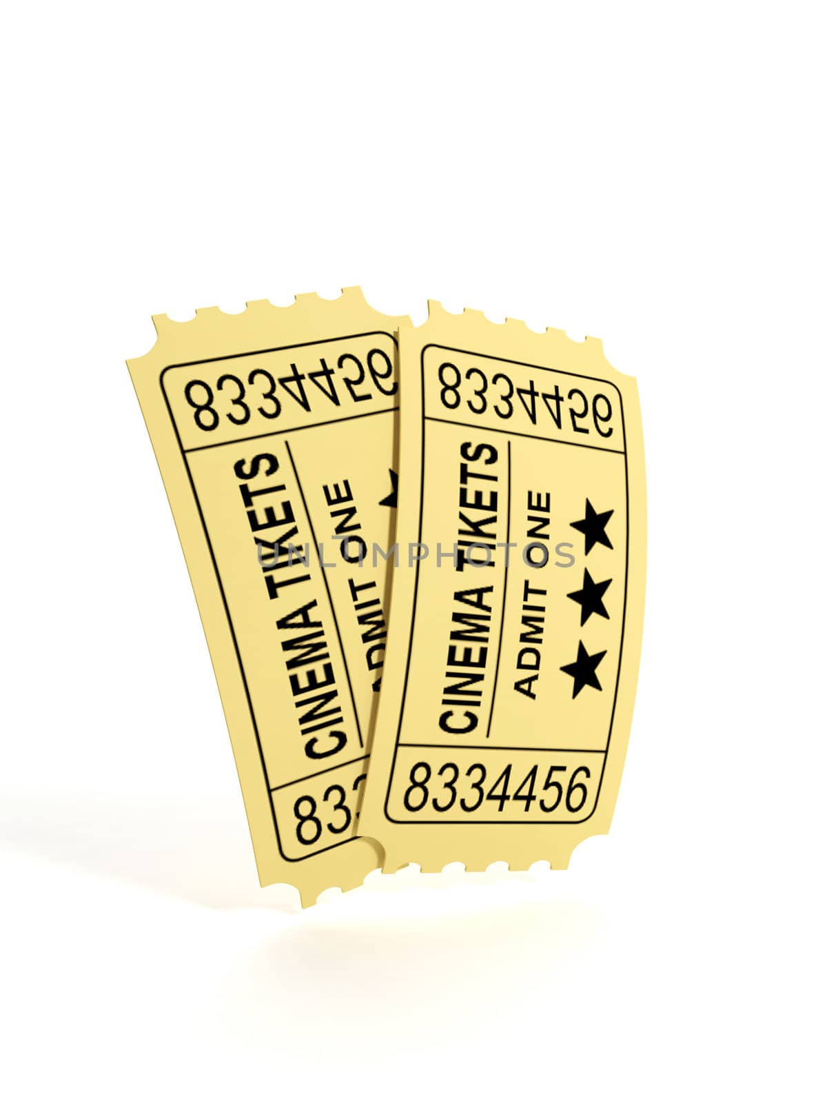 3d illustration: Two tickets to the movies. Isolated image by kolobsek