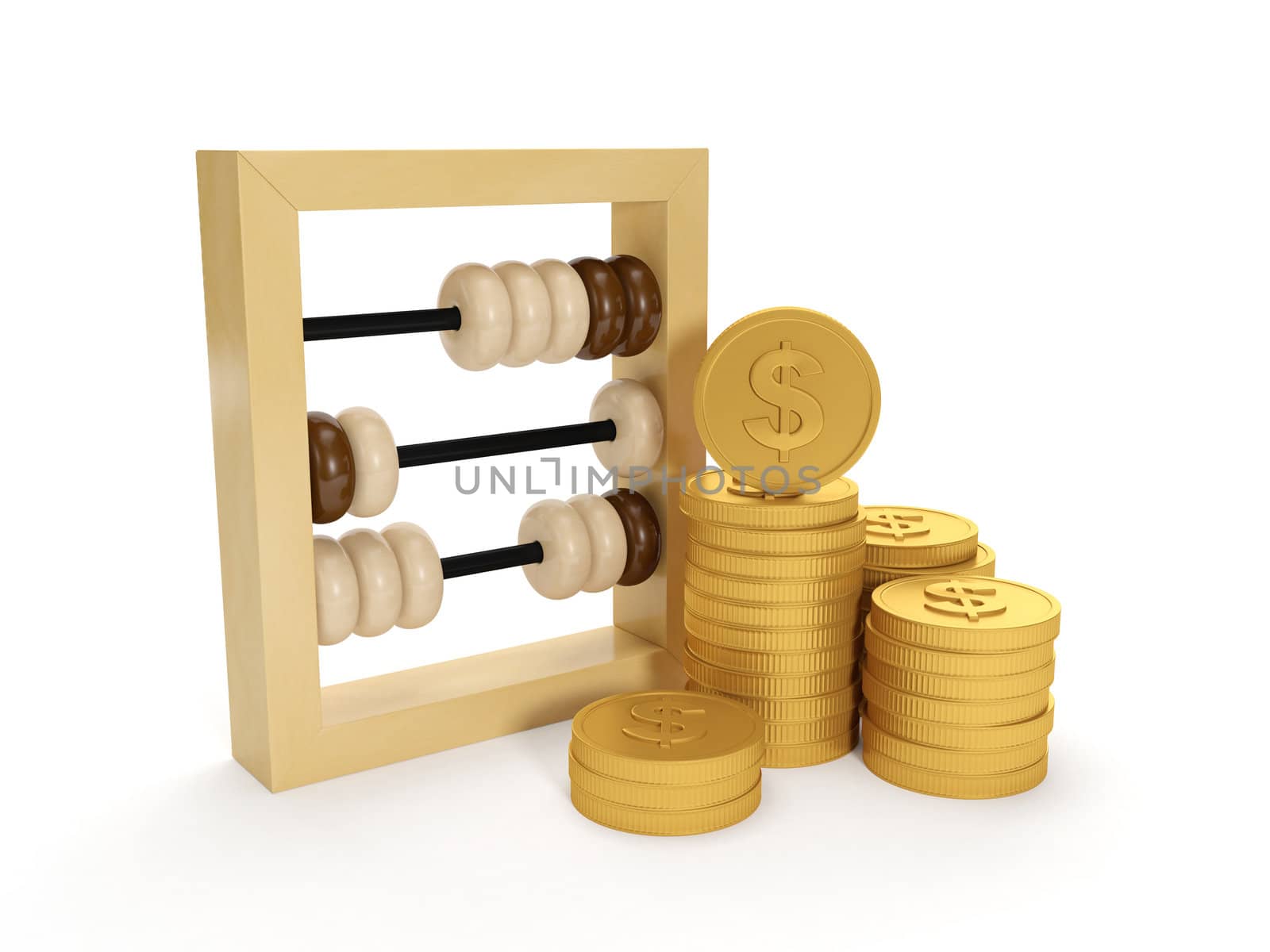 3d illustration: Accounting. The accounts and the group of money on a white background