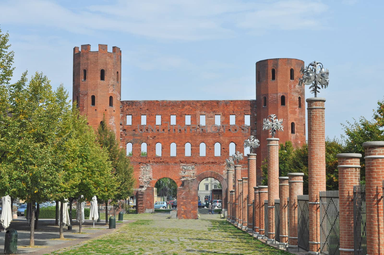 Palatine towers (Porte Palatine) ancient roman town gates Turin