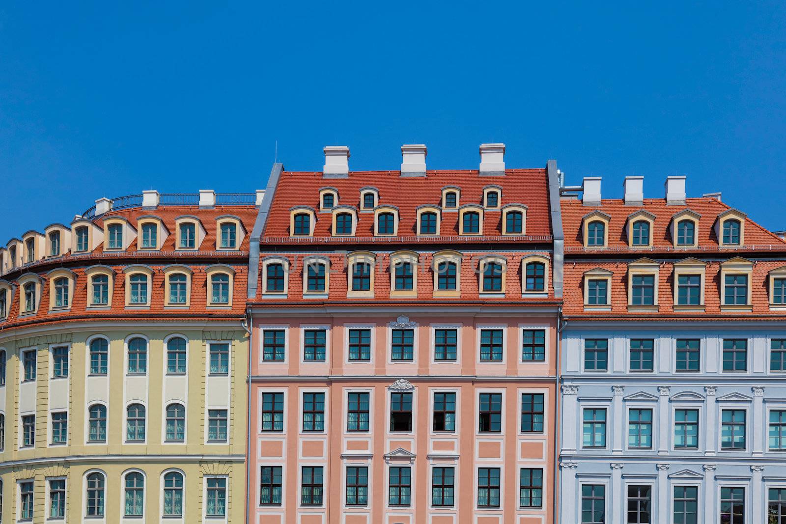House facades on the Neumarkt in Dresden, Germany