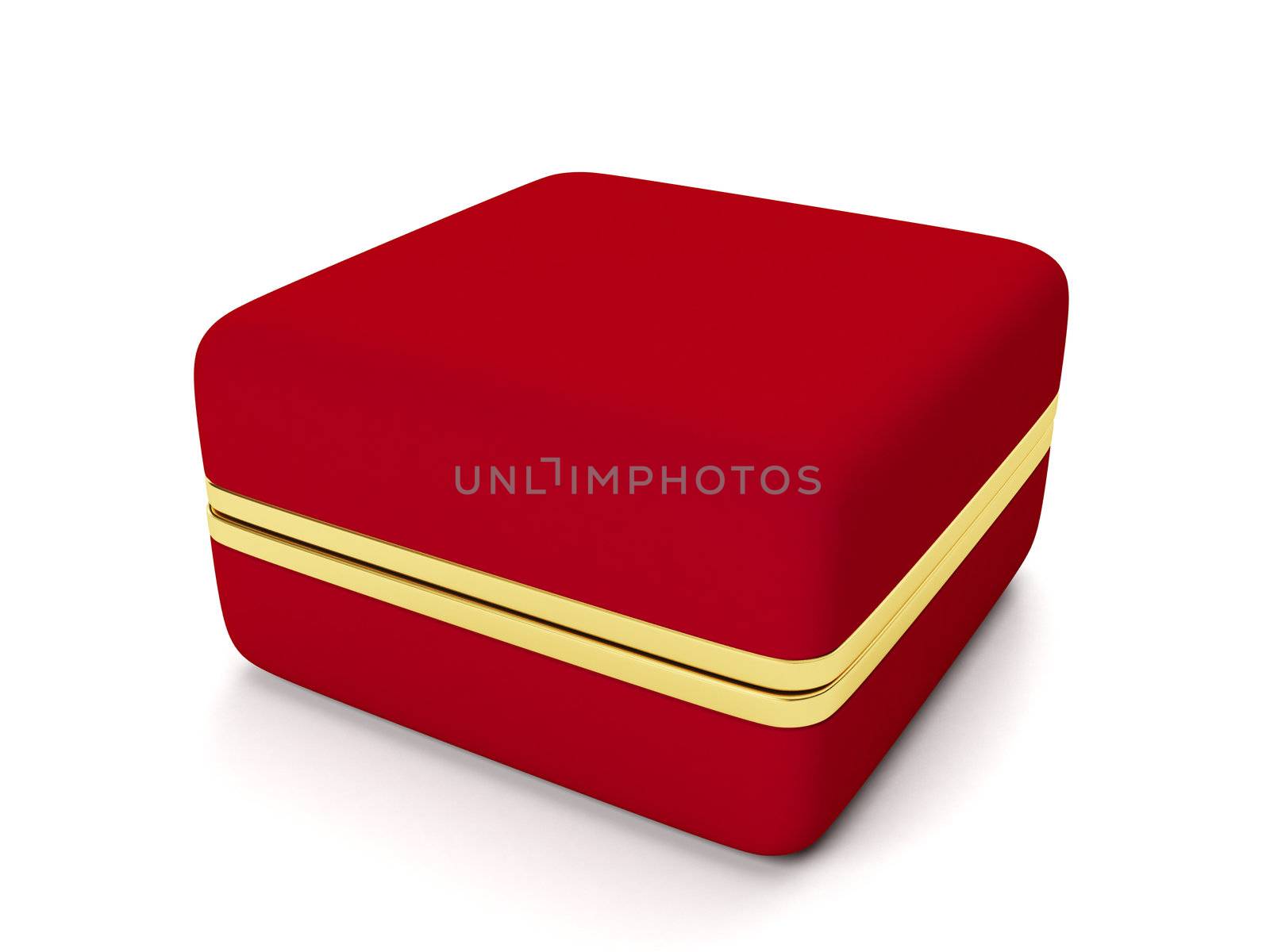 Red gift box for gold jewelry on a white background by kolobsek