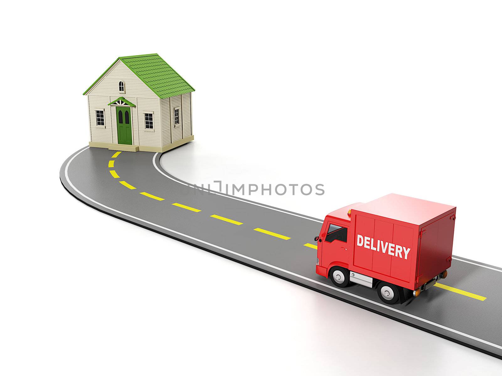 3d illustration: Transportation, cargo. Free home delivery