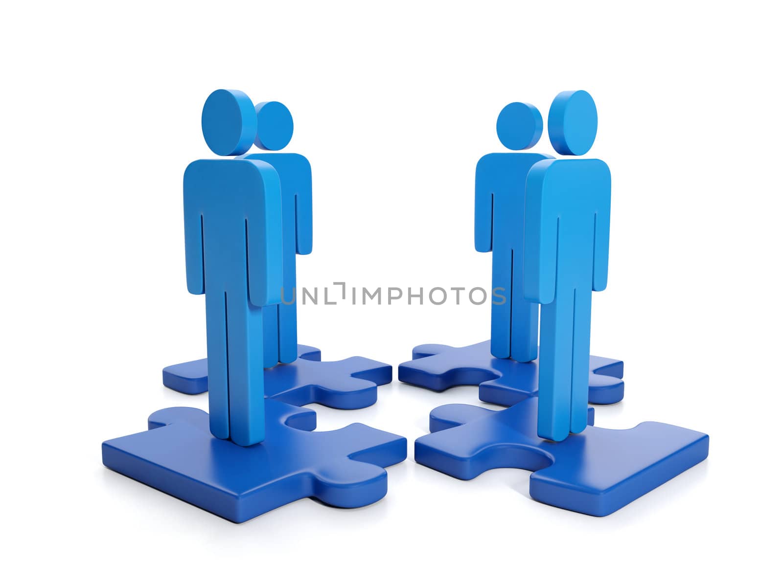 3d Illustration: Business Partnership. Search for the head of