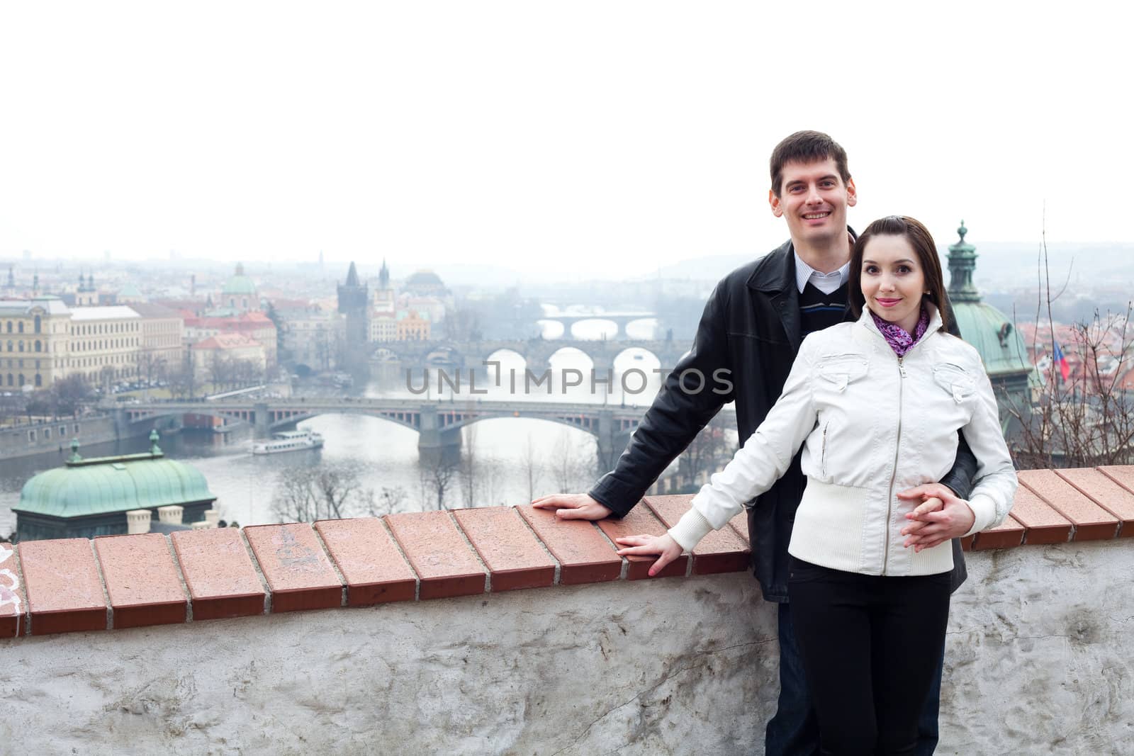 beautiful young love couple in city Prague by jannyjus