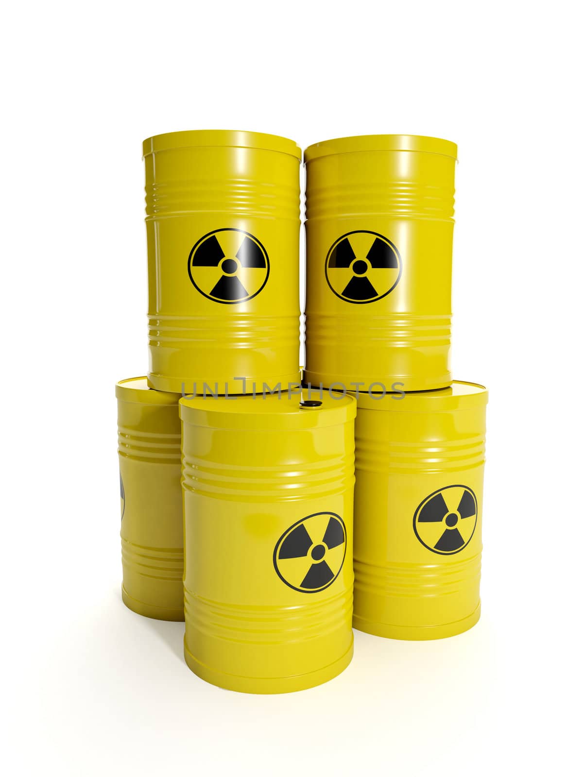 3d illustration: A group of barrels of nuclear waste by kolobsek