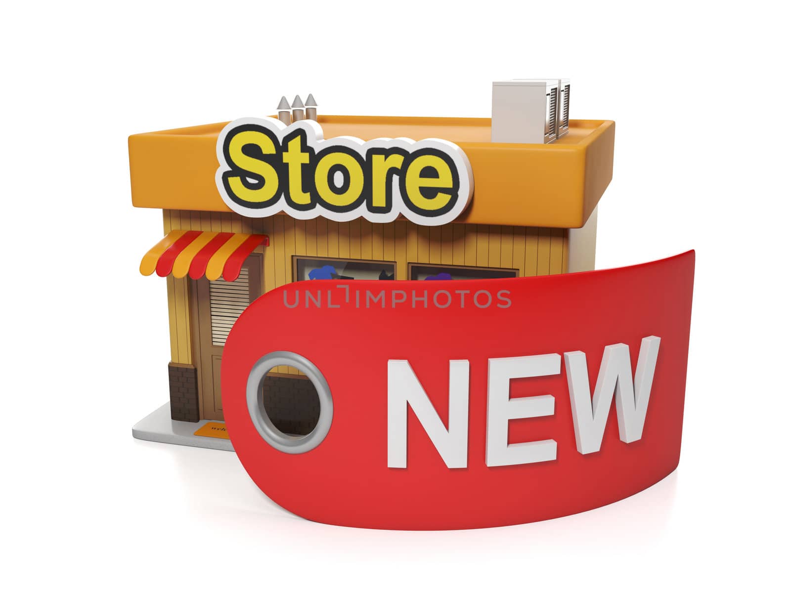 3d illustration: Sales and purchases. New Store Opening by kolobsek