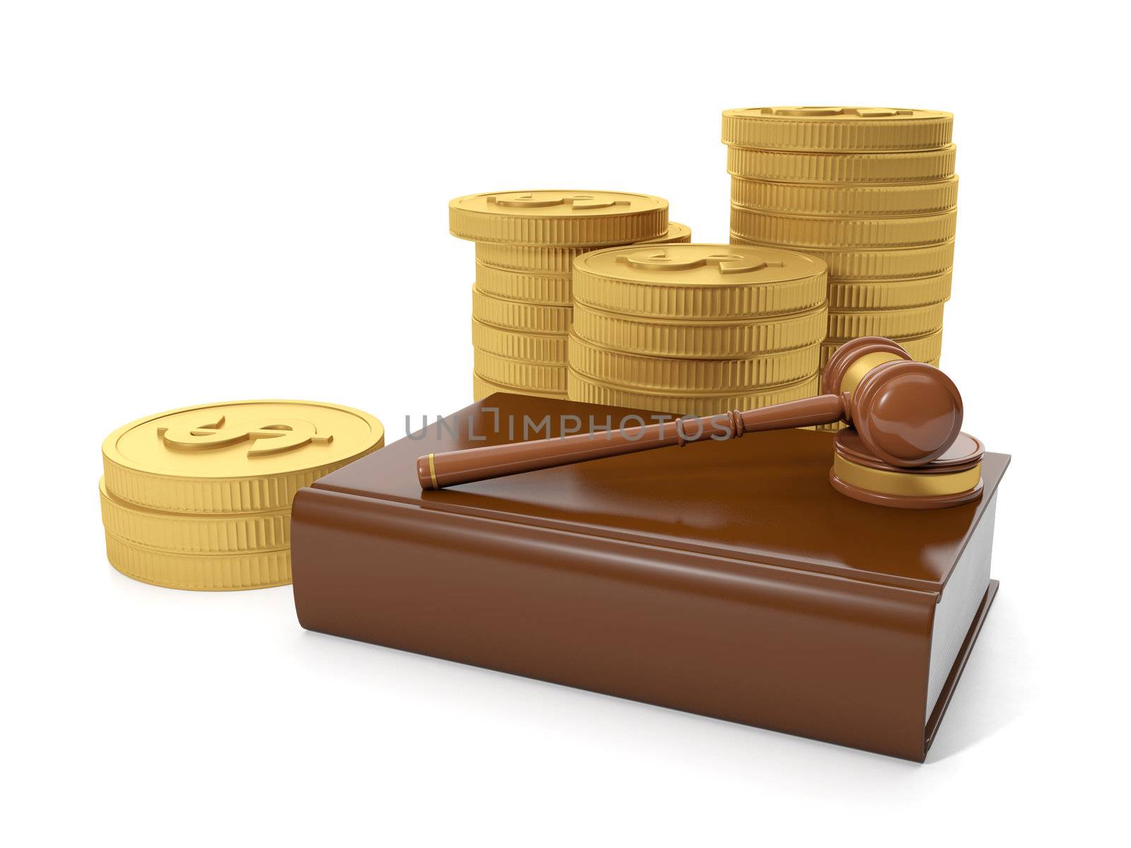 3d illustration: Law and Policy. Legal assistance in solving monetary disputes in court