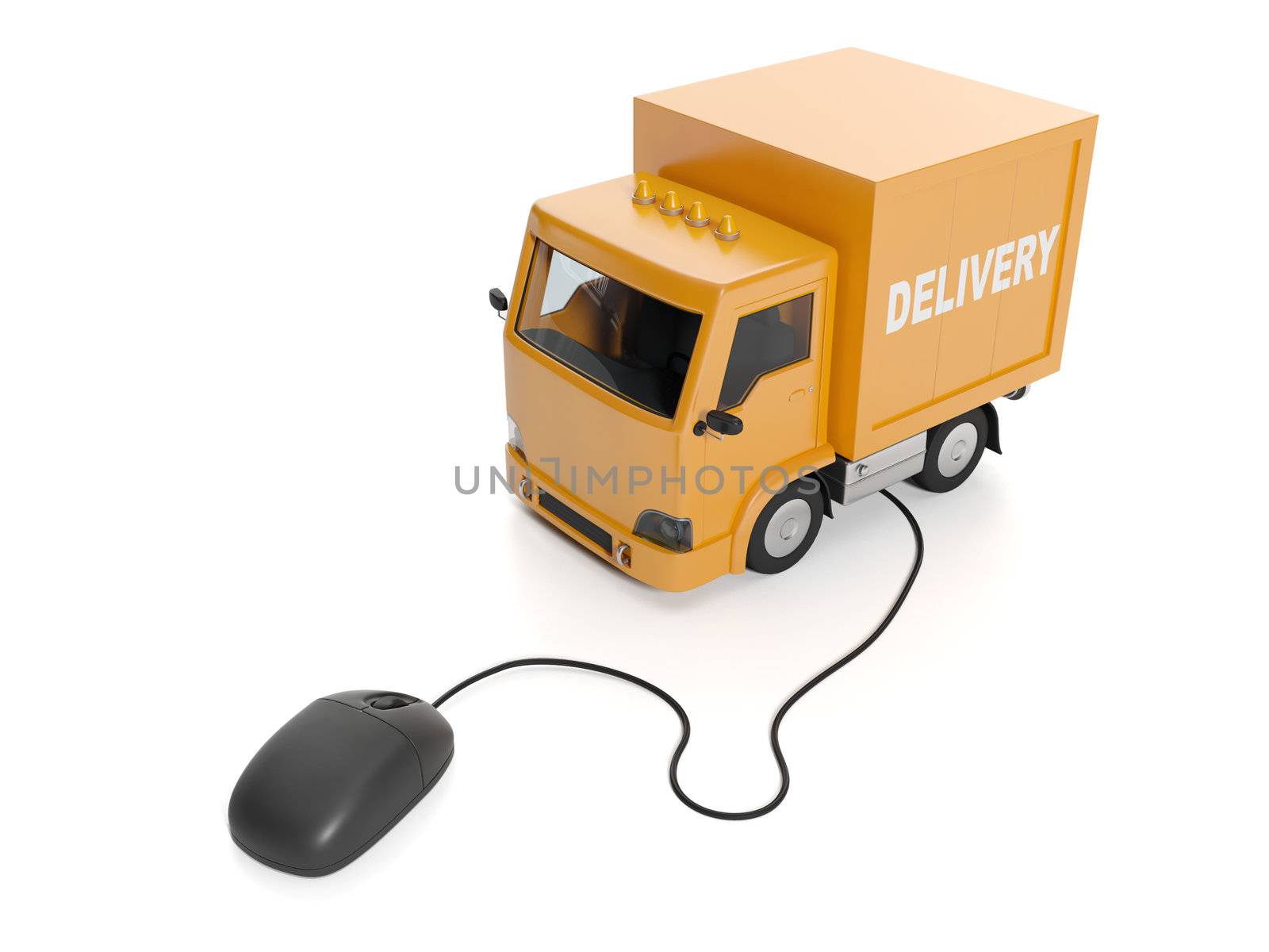 3d illustration, Internet technology. Calling truck