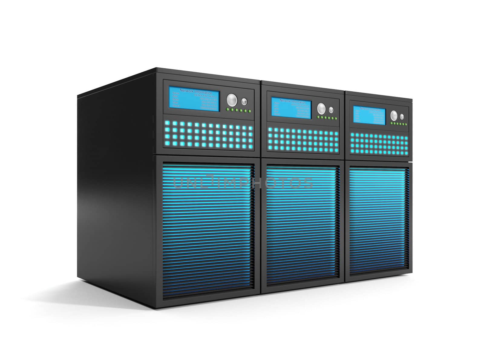 3d illustration: Data Storage, a group of servers in close-up by kolobsek