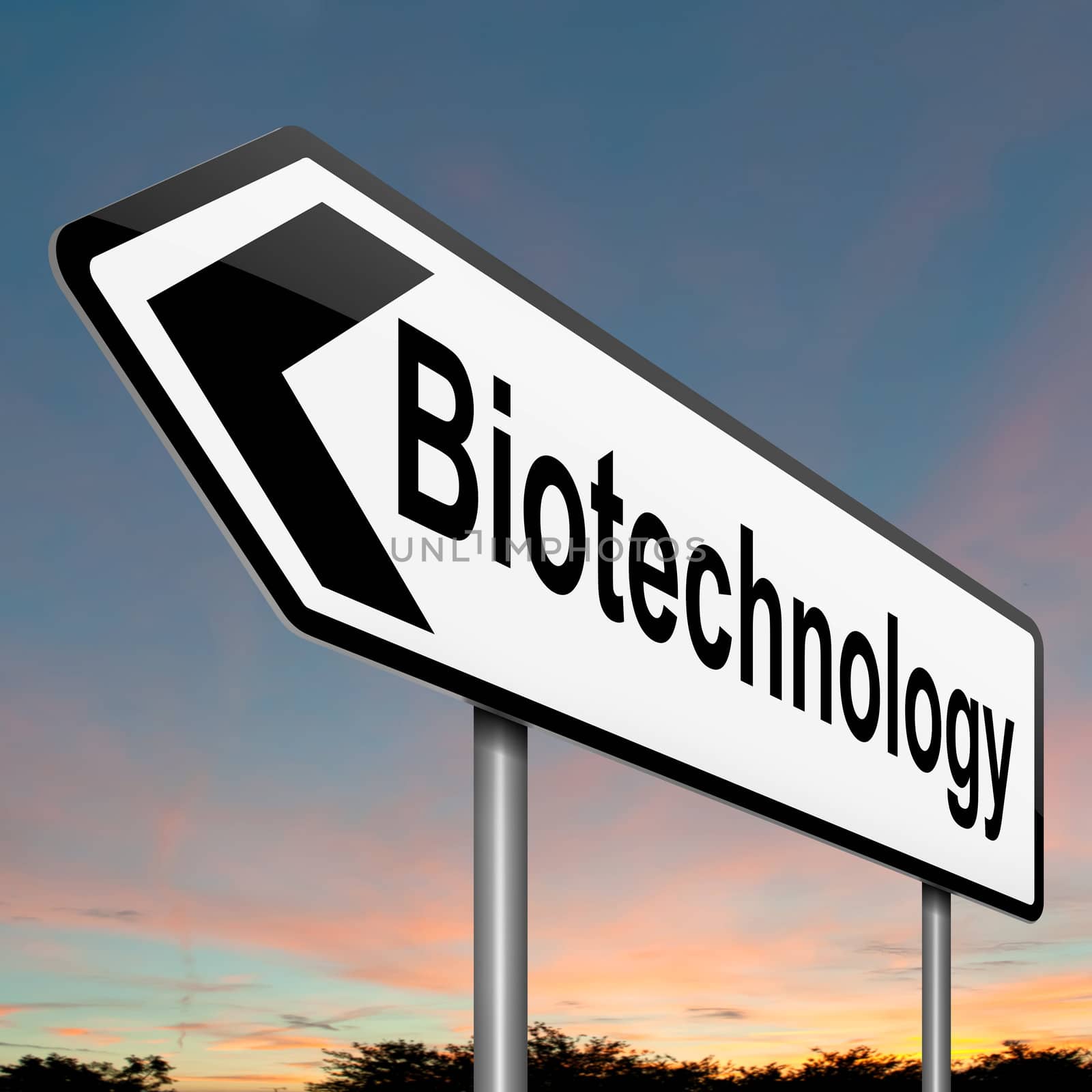 Illustration depicting a sign with a biotechnology concept.
