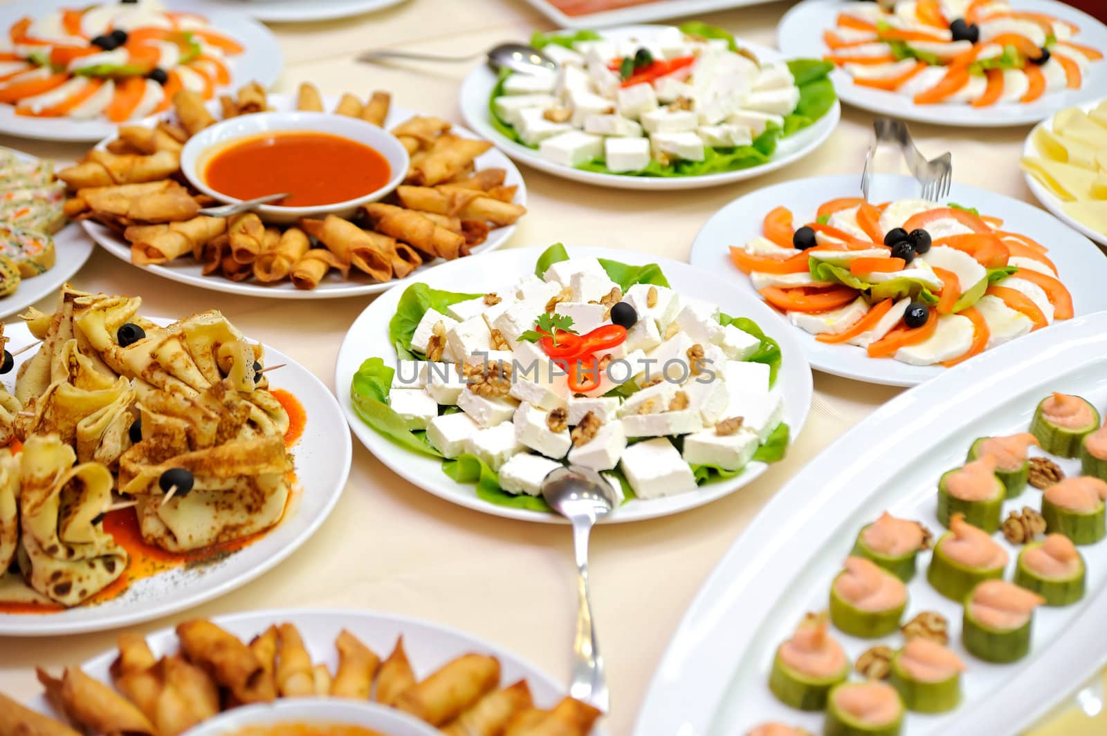 Catering food at a wedding party