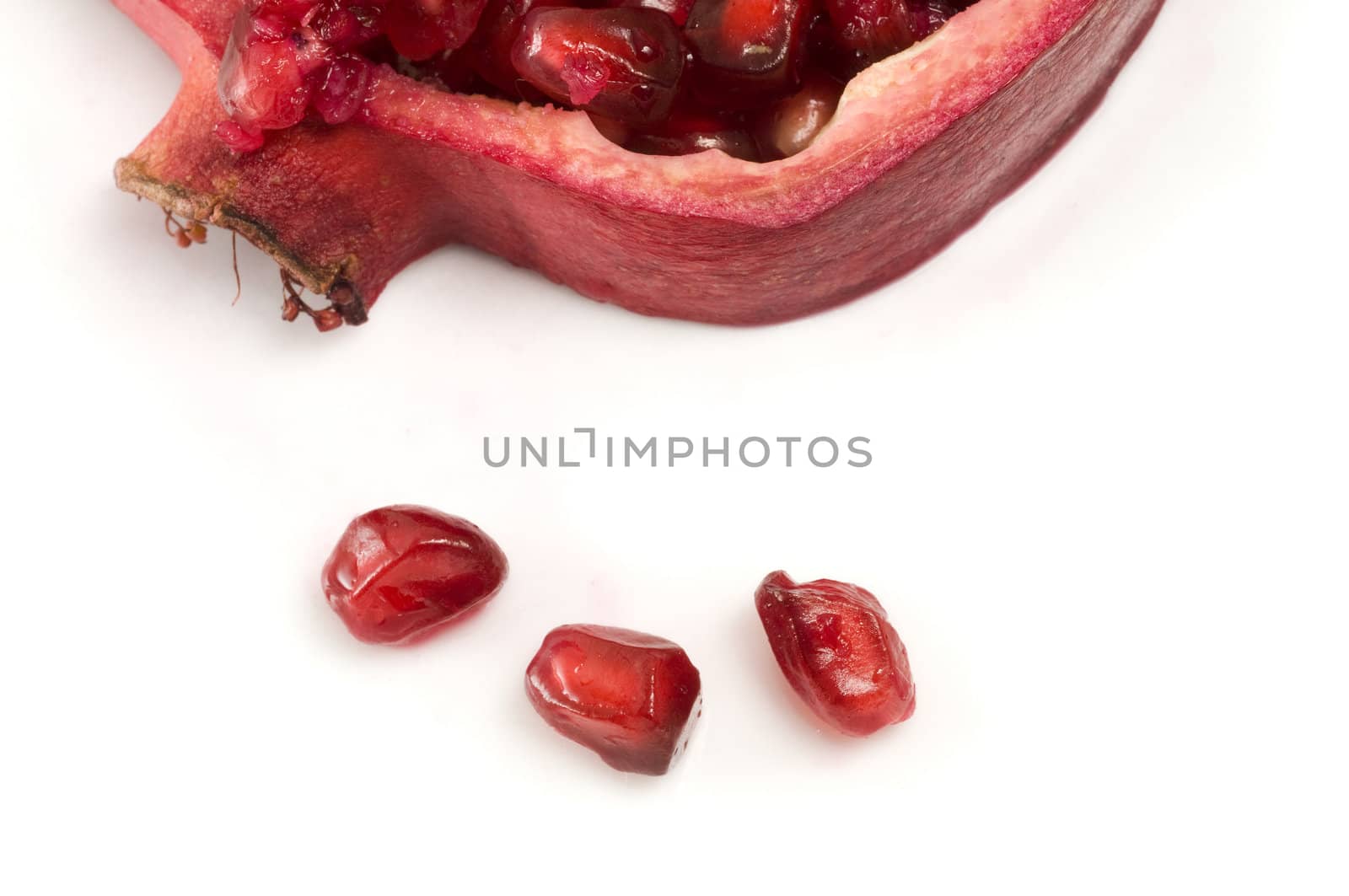 Selective focus on single berries on a white background