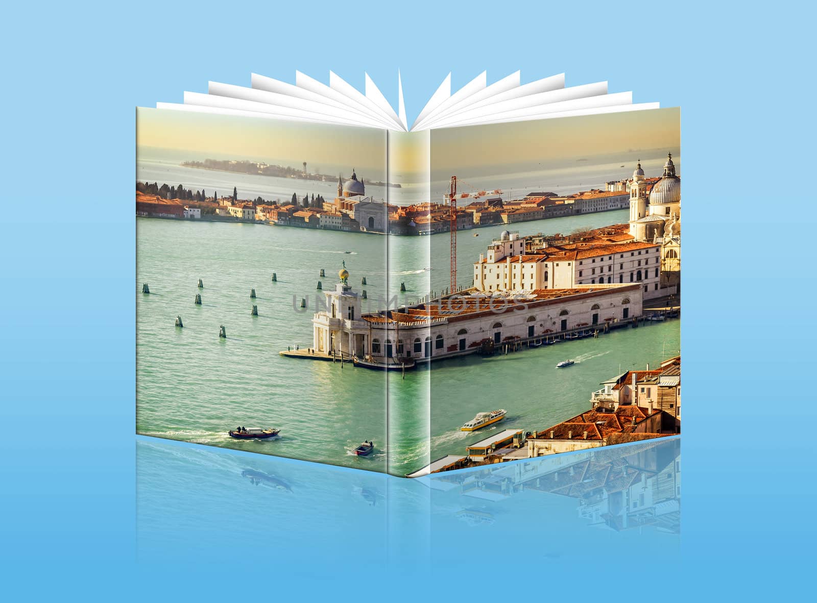 An opened  book with a picture - Gulf of Venice, Italy by Zhukow