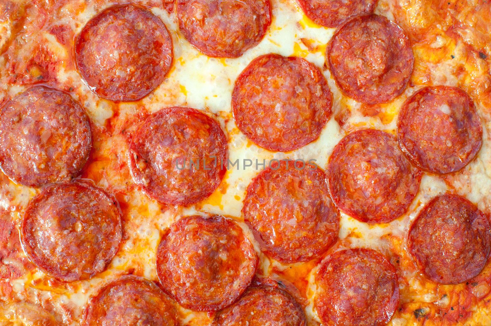 Freshly cooked pepperoni topped pizza 