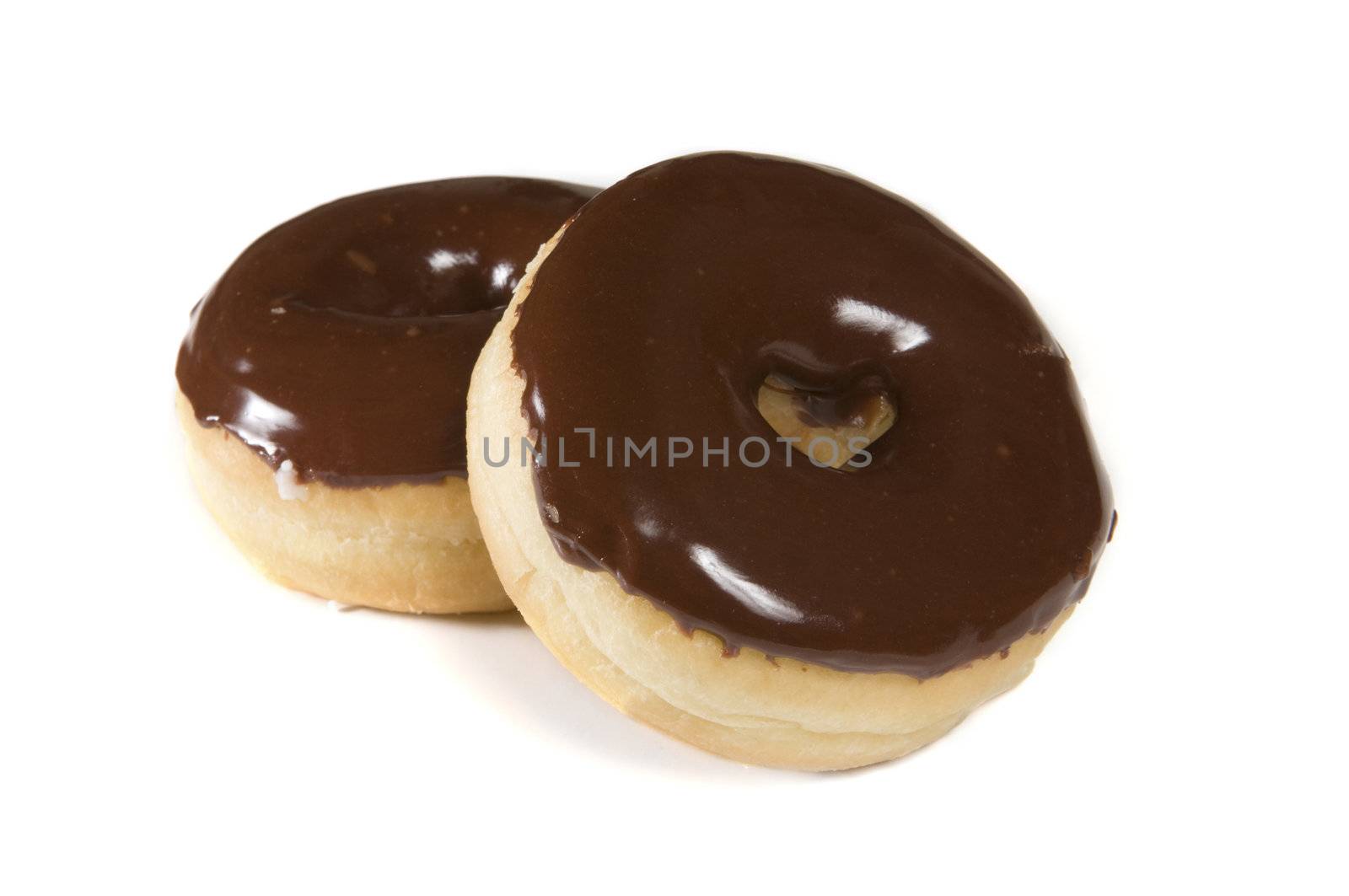 Chocolate donuts on a white background